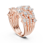 Gold 2Ct Multi Row Pave Round Lab Grown Diamond Orvee Ring