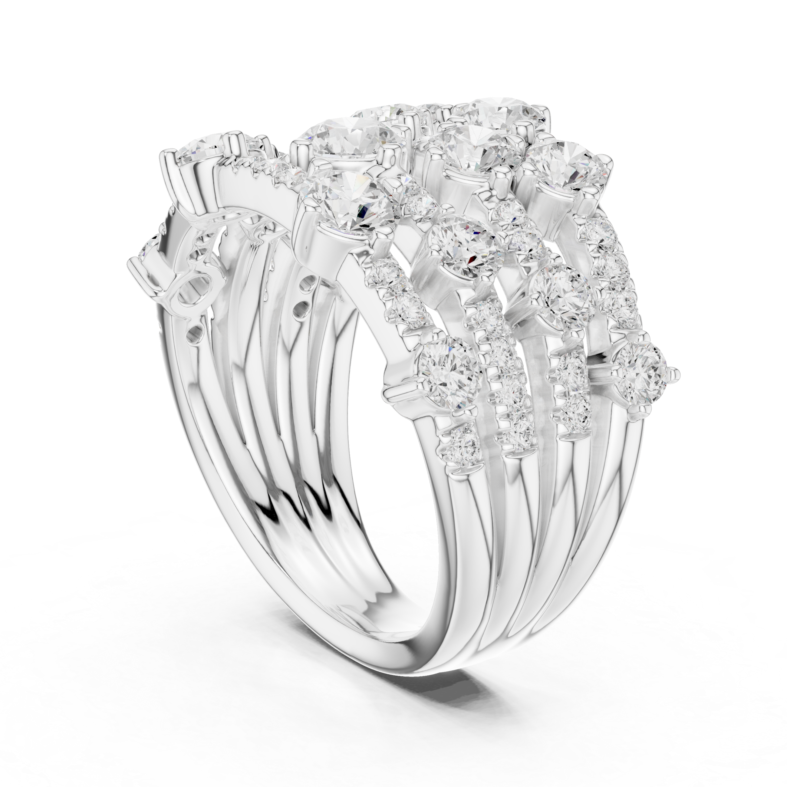 Gold 2Ct Multi Row Pave Round Lab Grown Diamond Orvee Ring