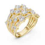Gold 2Ct Multi Row Pave Round Lab Grown Diamond Orvee Ring
