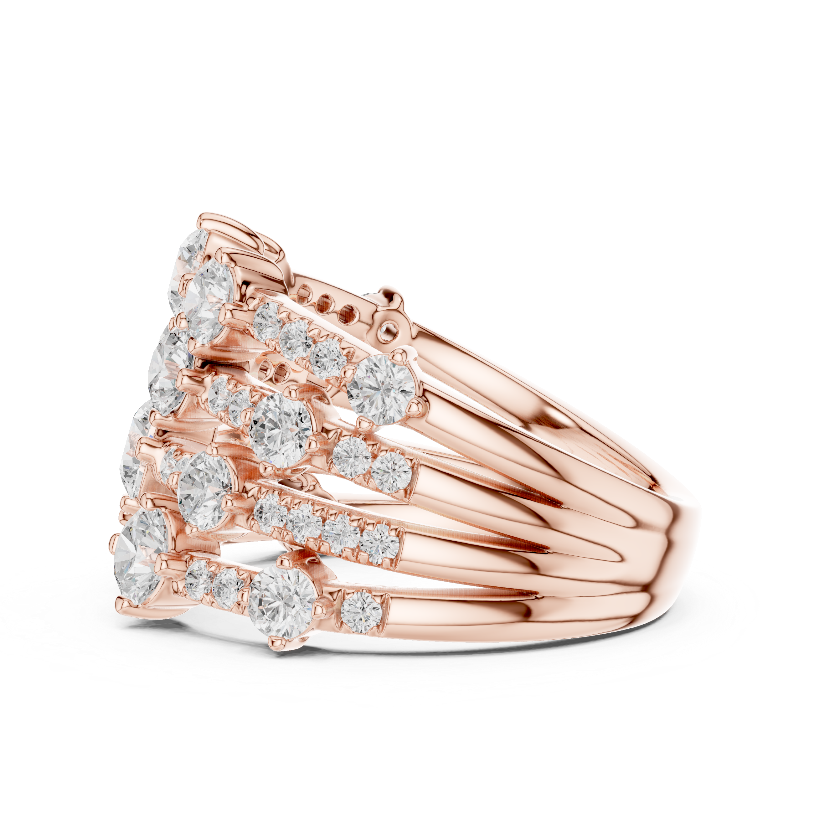 Gold 2Ct Multi Row Pave Round Lab Grown Diamond Orvee Ring