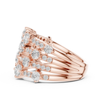Gold 2Ct Multi Row Pave Round Lab Grown Diamond Orvee Ring