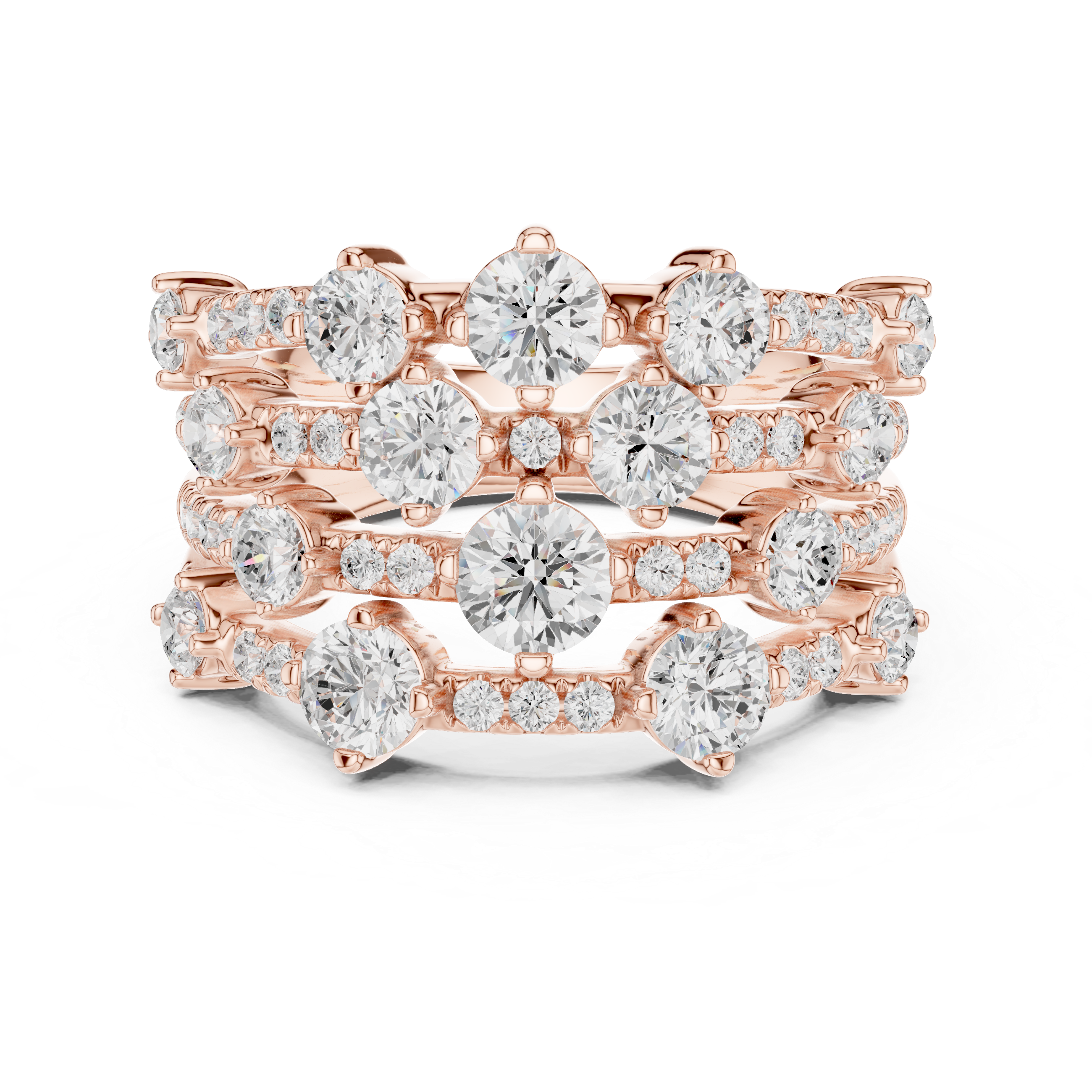 Gold 2Ct Multi Row Pave Round Lab Grown Diamond Orvee Ring