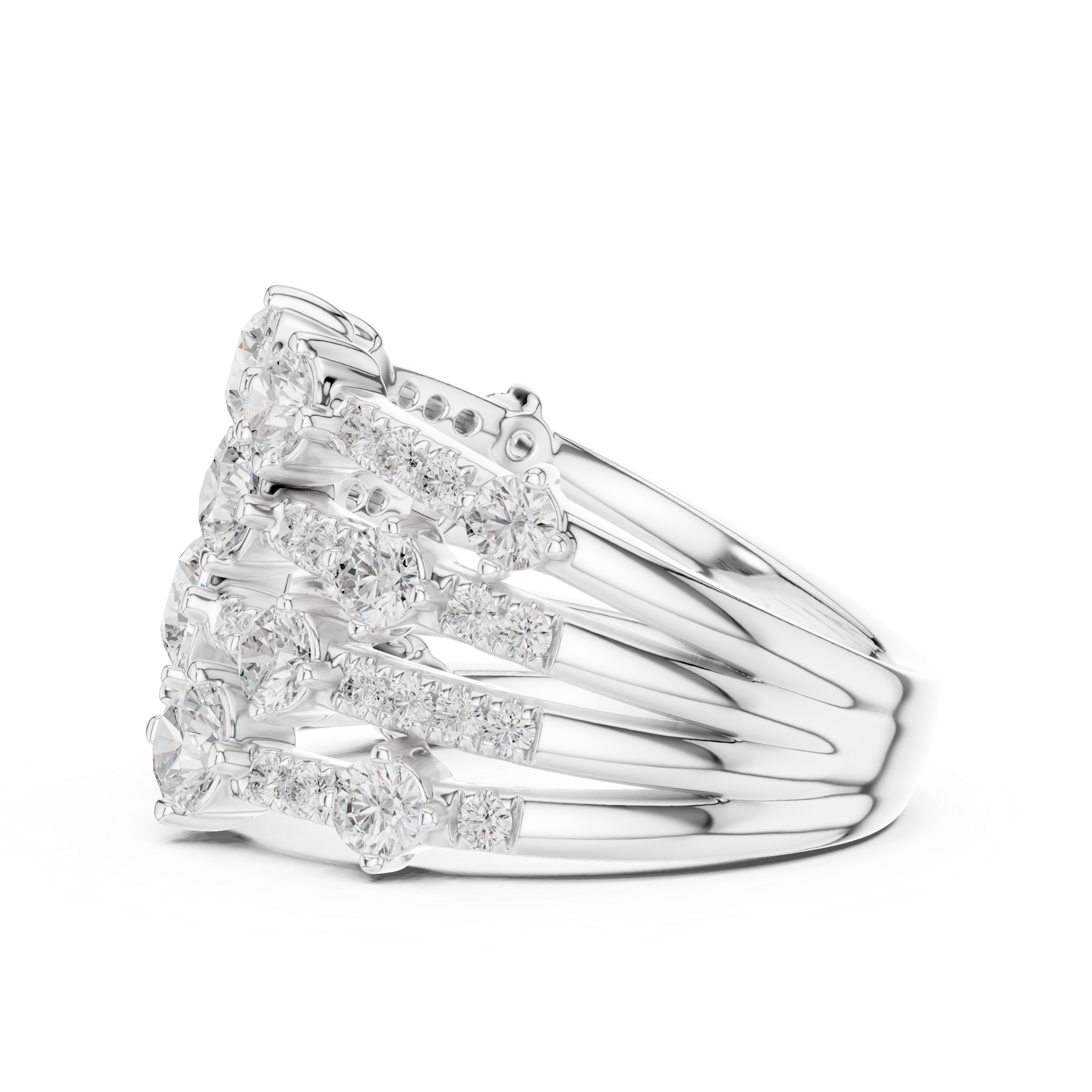 Gold 2Ct Multi Row Pave Round Lab Grown Diamond Orvee Ring