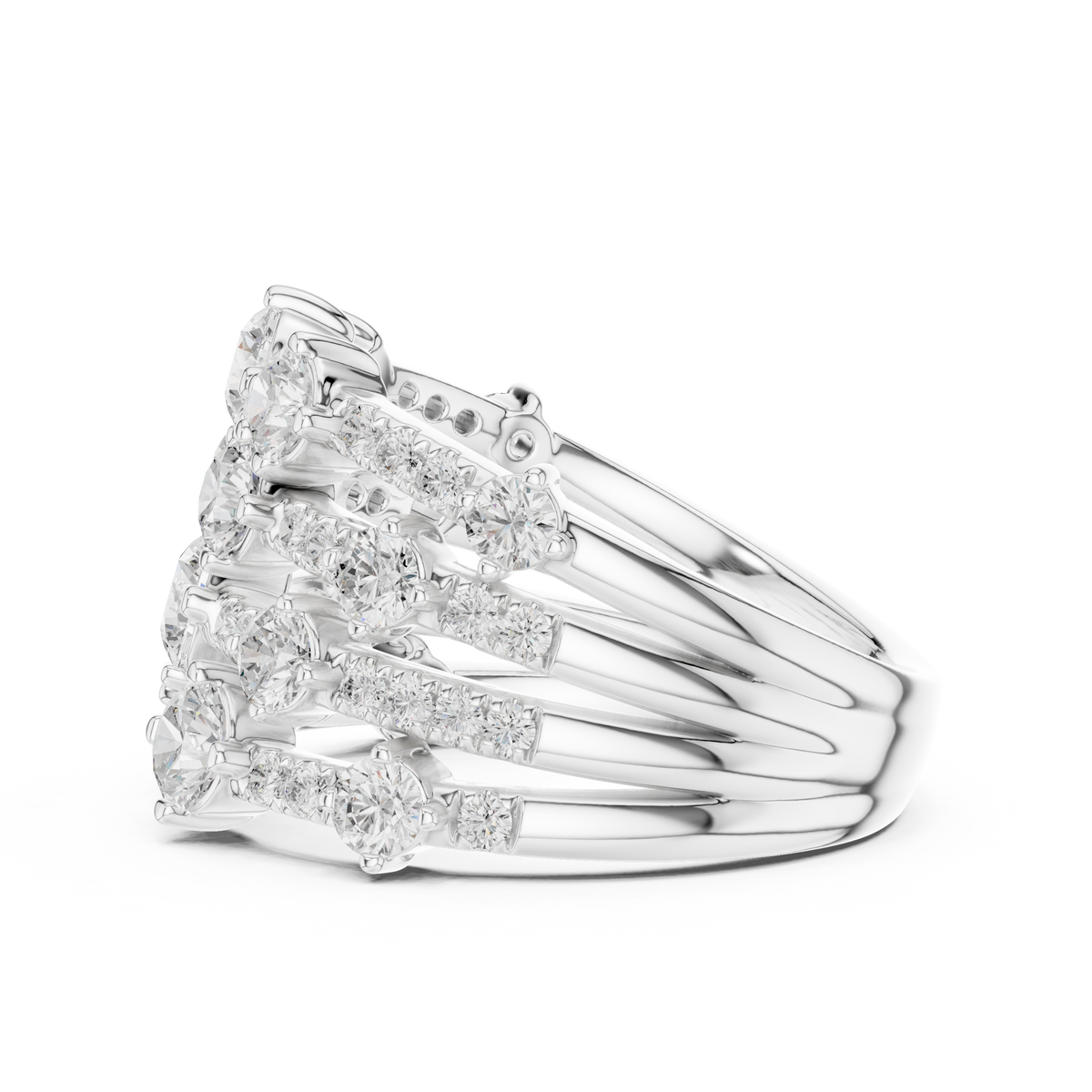 Gold 2Ct Multi Row Pave Round Lab Grown Diamond Orvee Ring