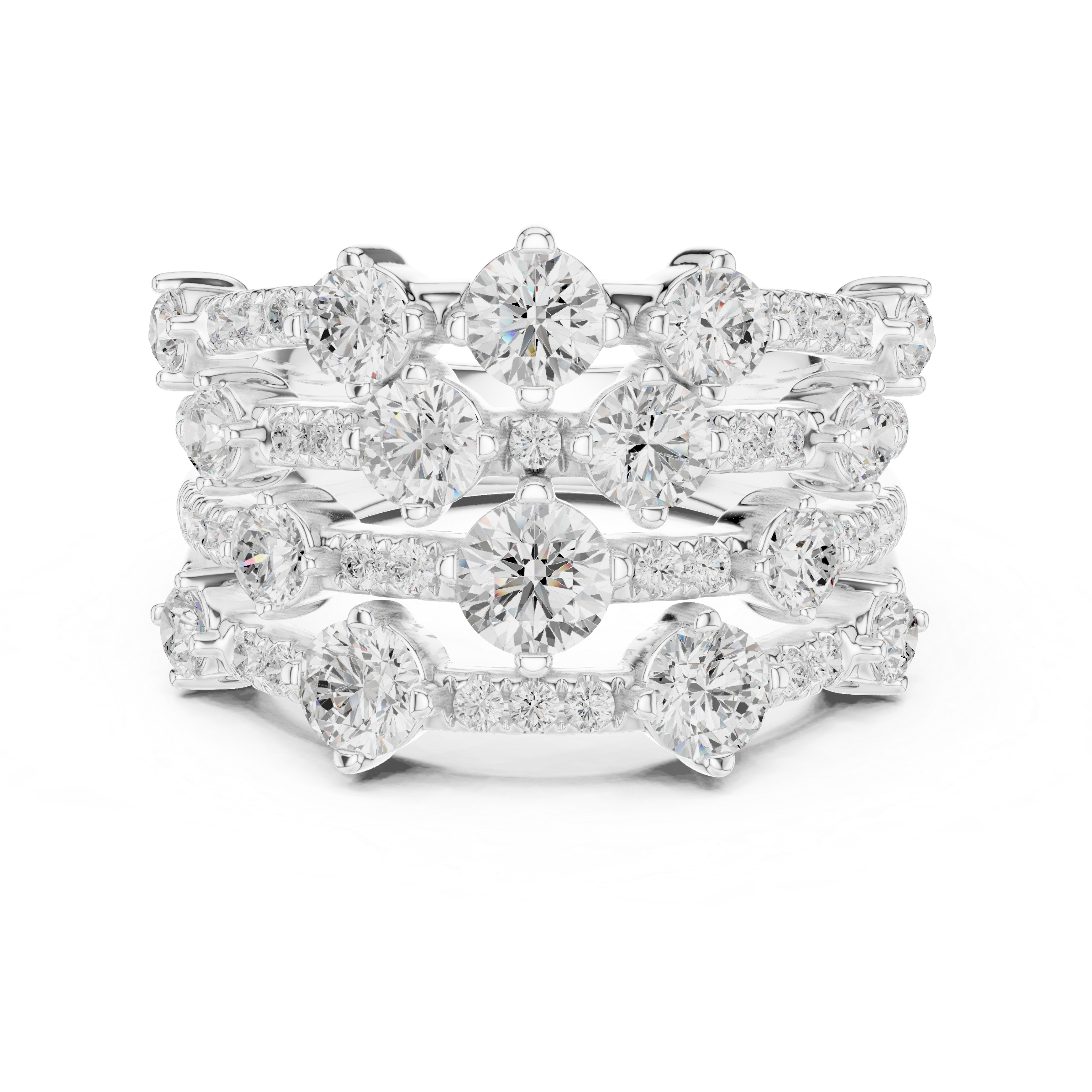 Gold 2Ct Multi Row Pave Round Lab Grown Diamond Orvee Ring