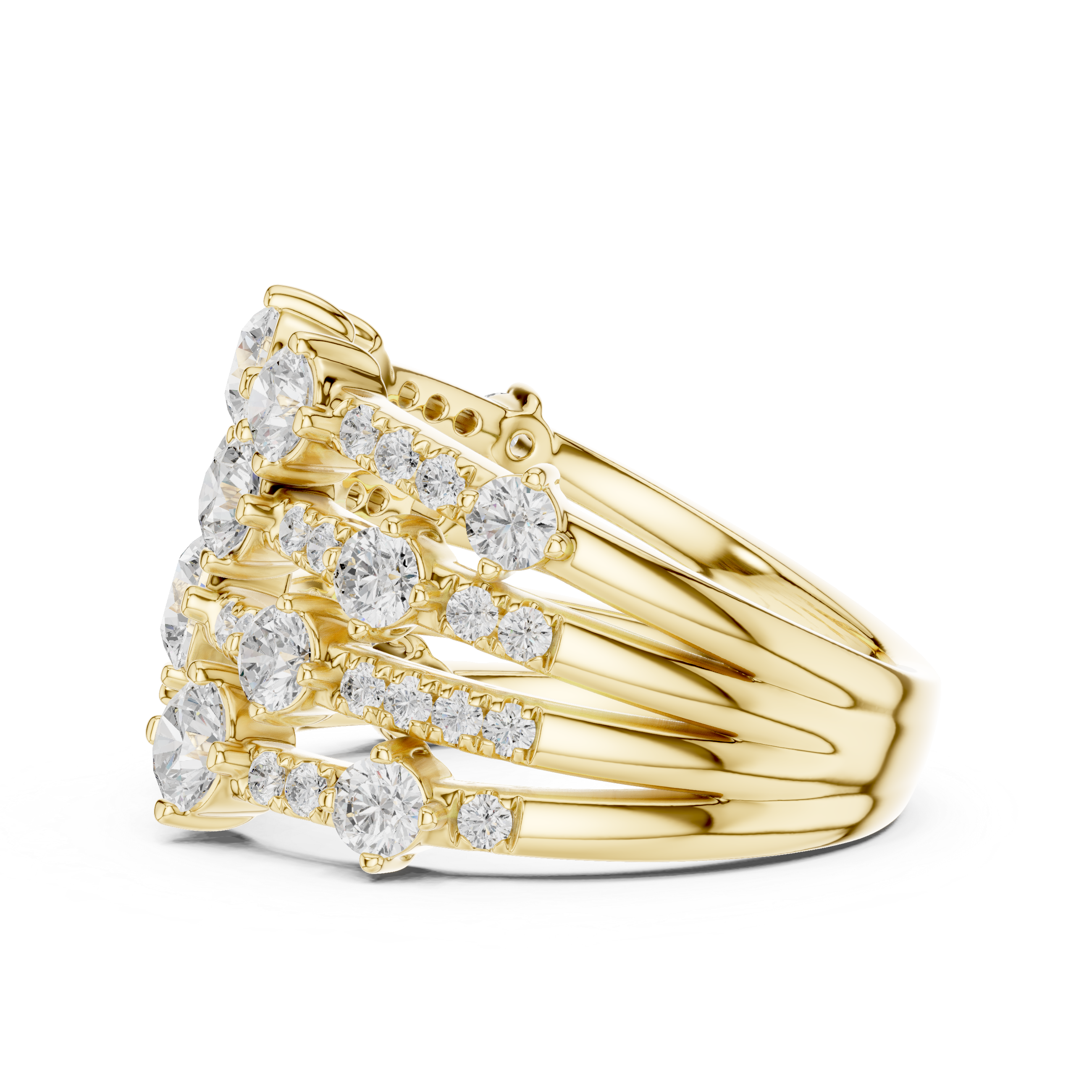 Gold 2Ct Multi Row Pave Round Lab Grown Diamond Orvee Ring