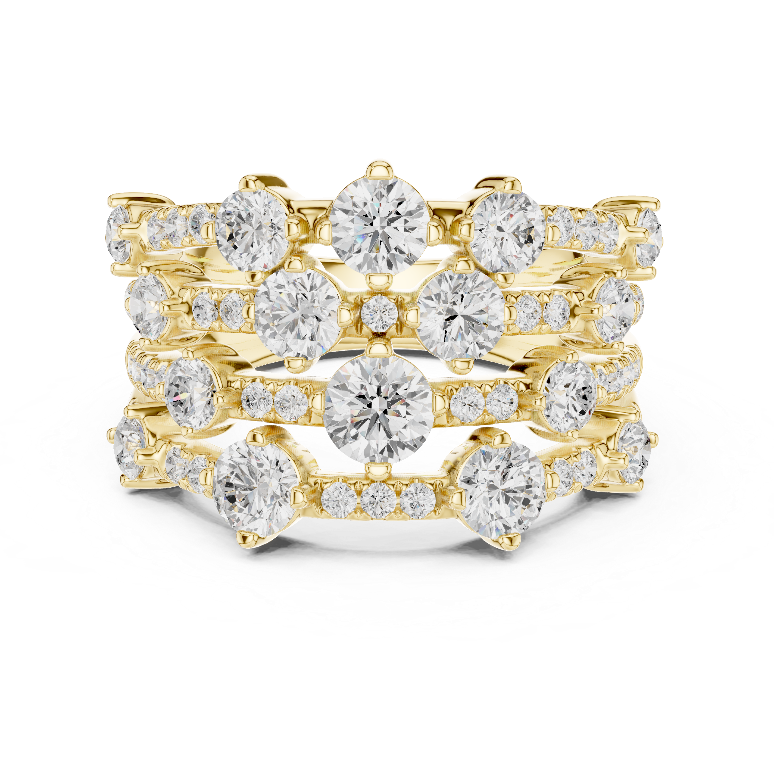 Gold 2Ct Multi Row Pave Round Lab Grown Diamond Orvee Ring