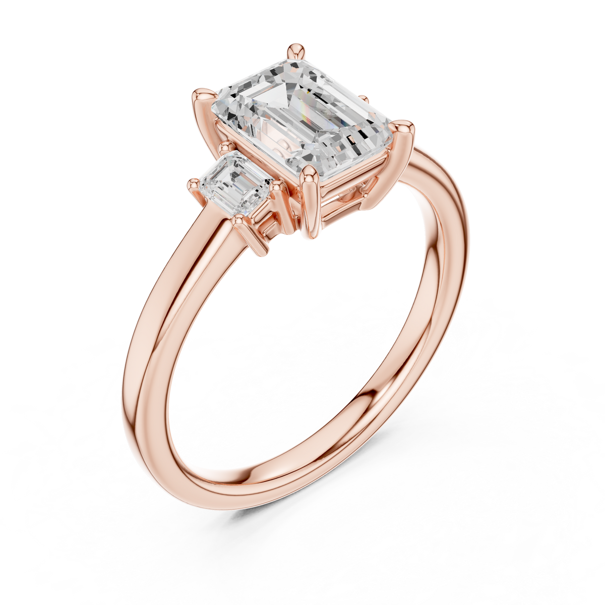 Gold 1 5Ct Three Stone Stone Emrald Lab Grown Diamond Tavina Ring