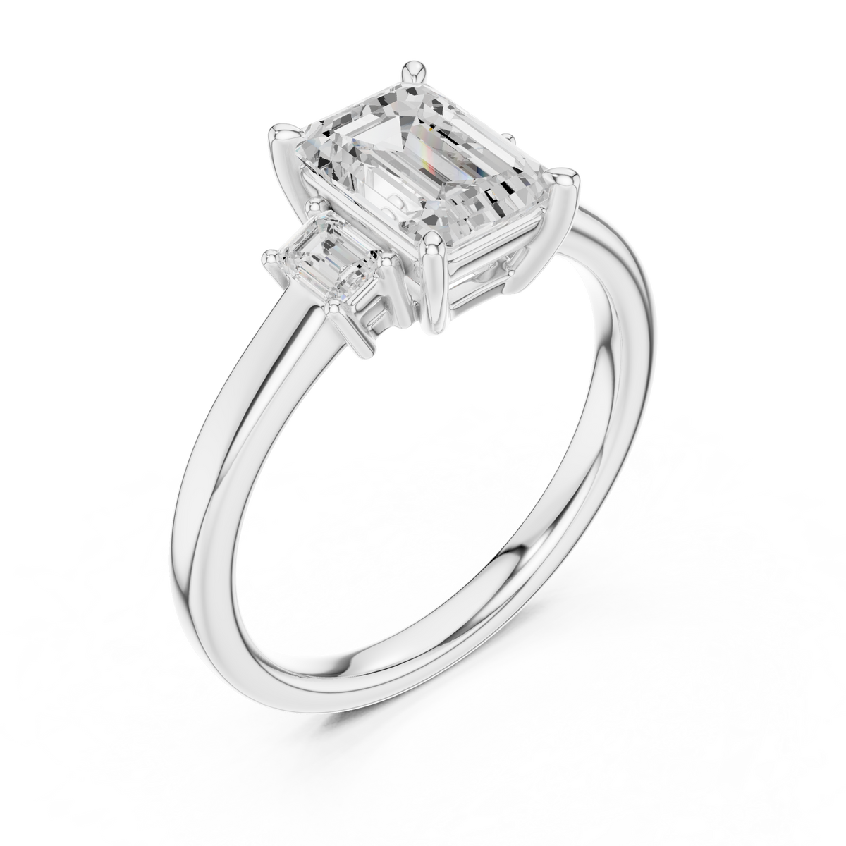 Gold 1 5Ct Three Stone Stone Emrald Lab Grown Diamond Tavina Ring