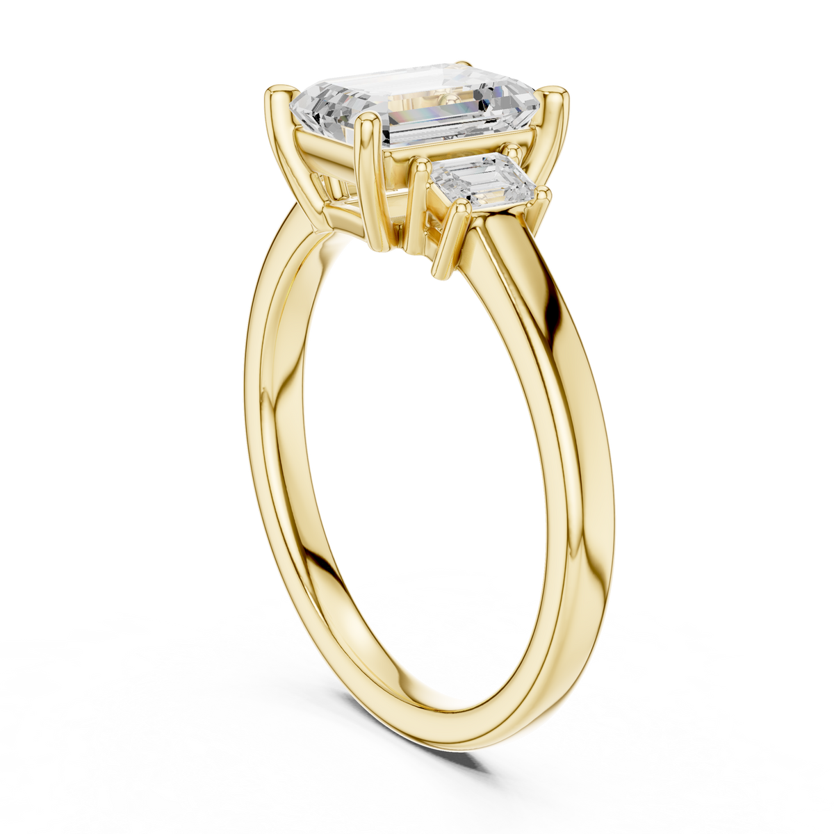 Gold 1 5Ct Three Stone Stone Emrald Lab Grown Diamond Tavina Ring