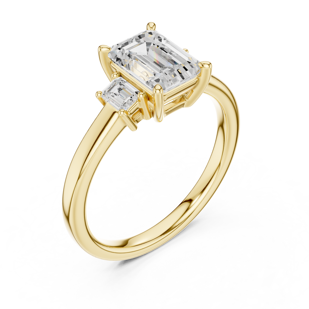 Gold 1 5Ct Three Stone Stone Emrald Lab Grown Diamond Tavina Ring