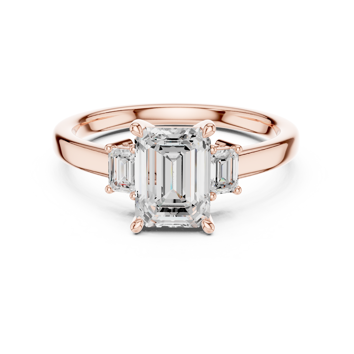 Gold 1 5Ct Three Stone Stone Emrald Lab Grown Diamond Tavina Ring