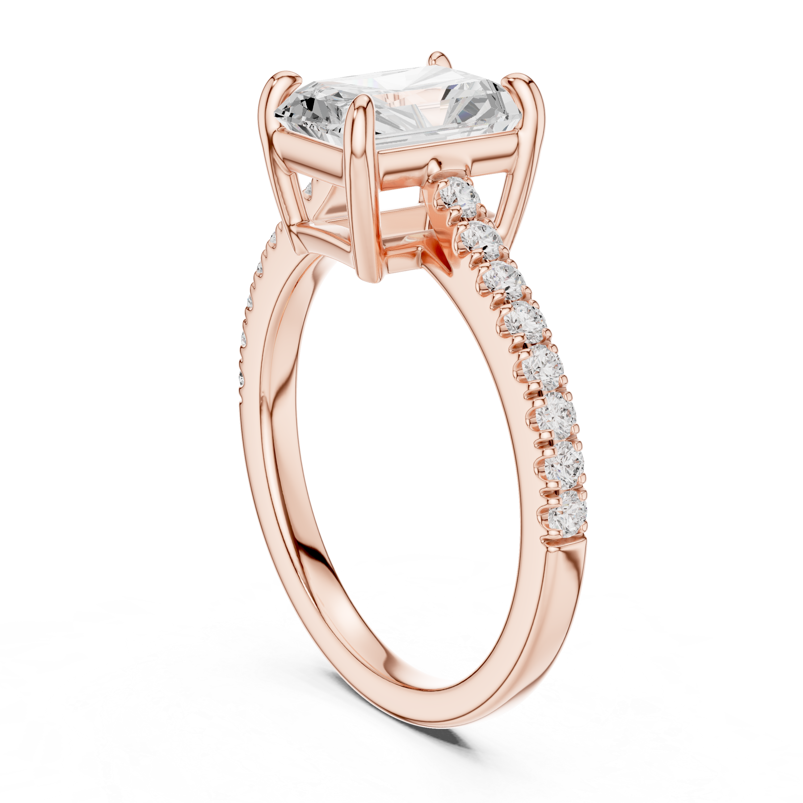Gold 2Ct Radiant Pave Lab Grown Diamond Vireya Ring