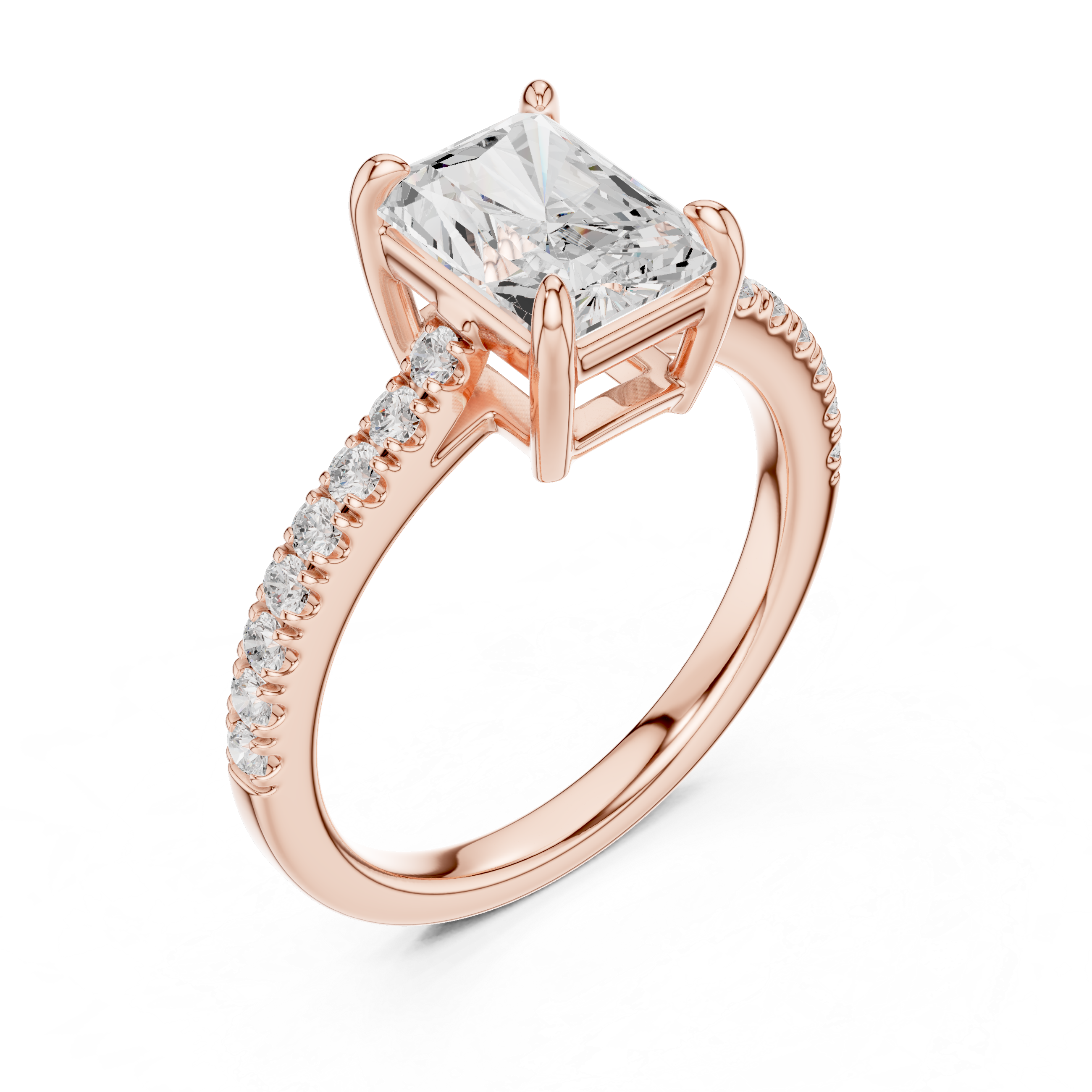 Gold 2Ct Radiant Pave Lab Grown Diamond Vireya Ring