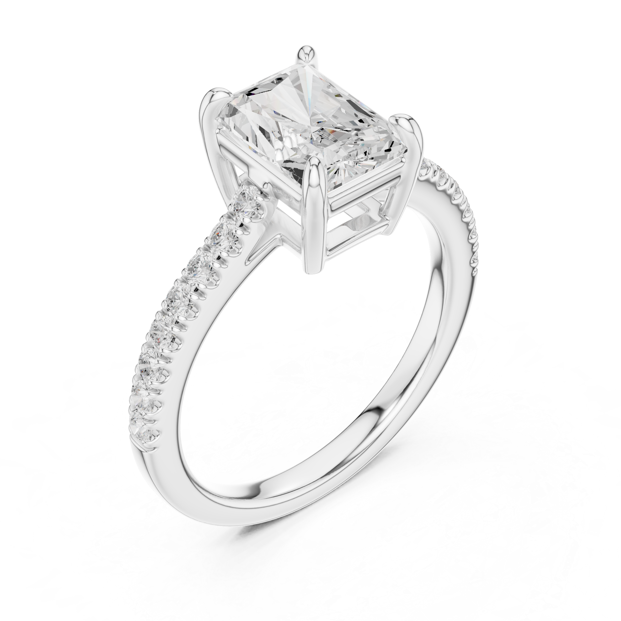 Gold 2Ct Radiant Pave Lab Grown Diamond Vireya Ring