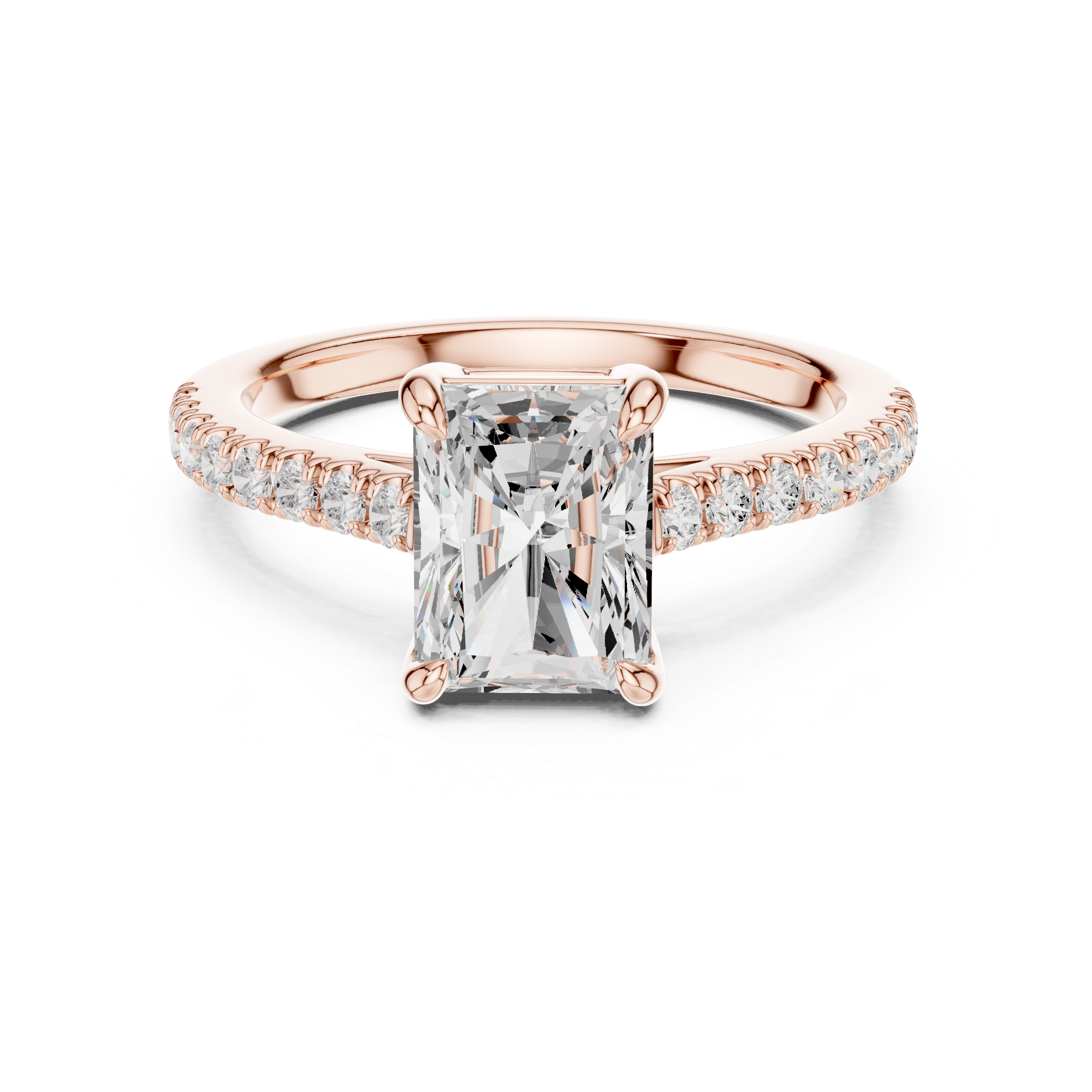 Gold 2Ct Radiant Pave Lab Grown Diamond Vireya Ring