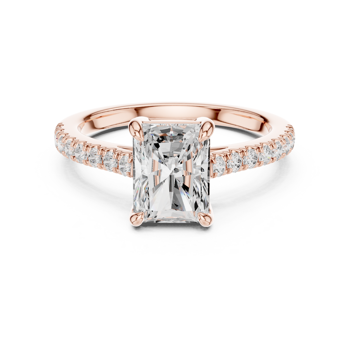Gold 2Ct Radiant Pave Lab Grown Diamond Vireya Ring