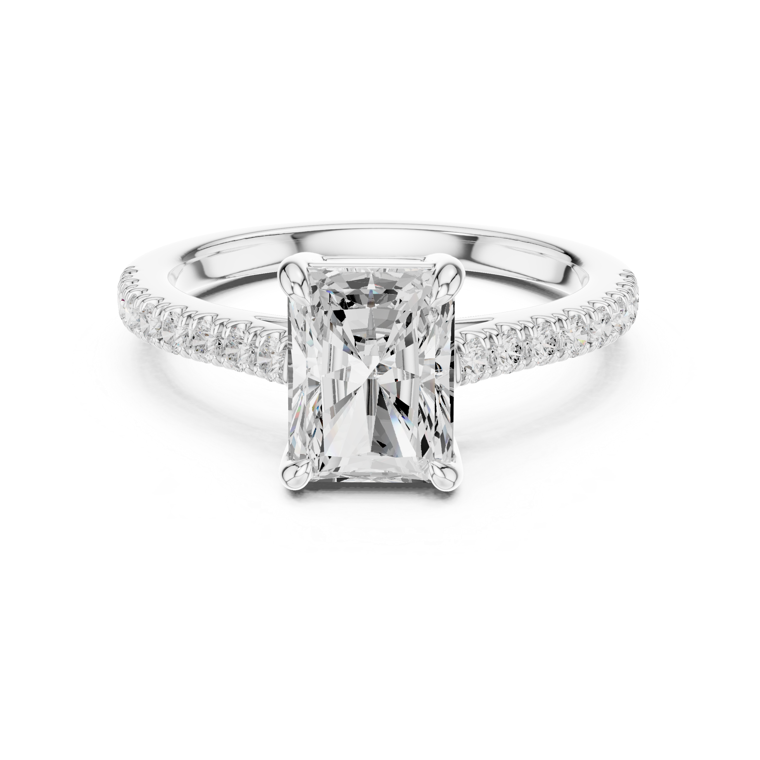 Gold 2Ct Radiant Pave Lab Grown Diamond Vireya Ring