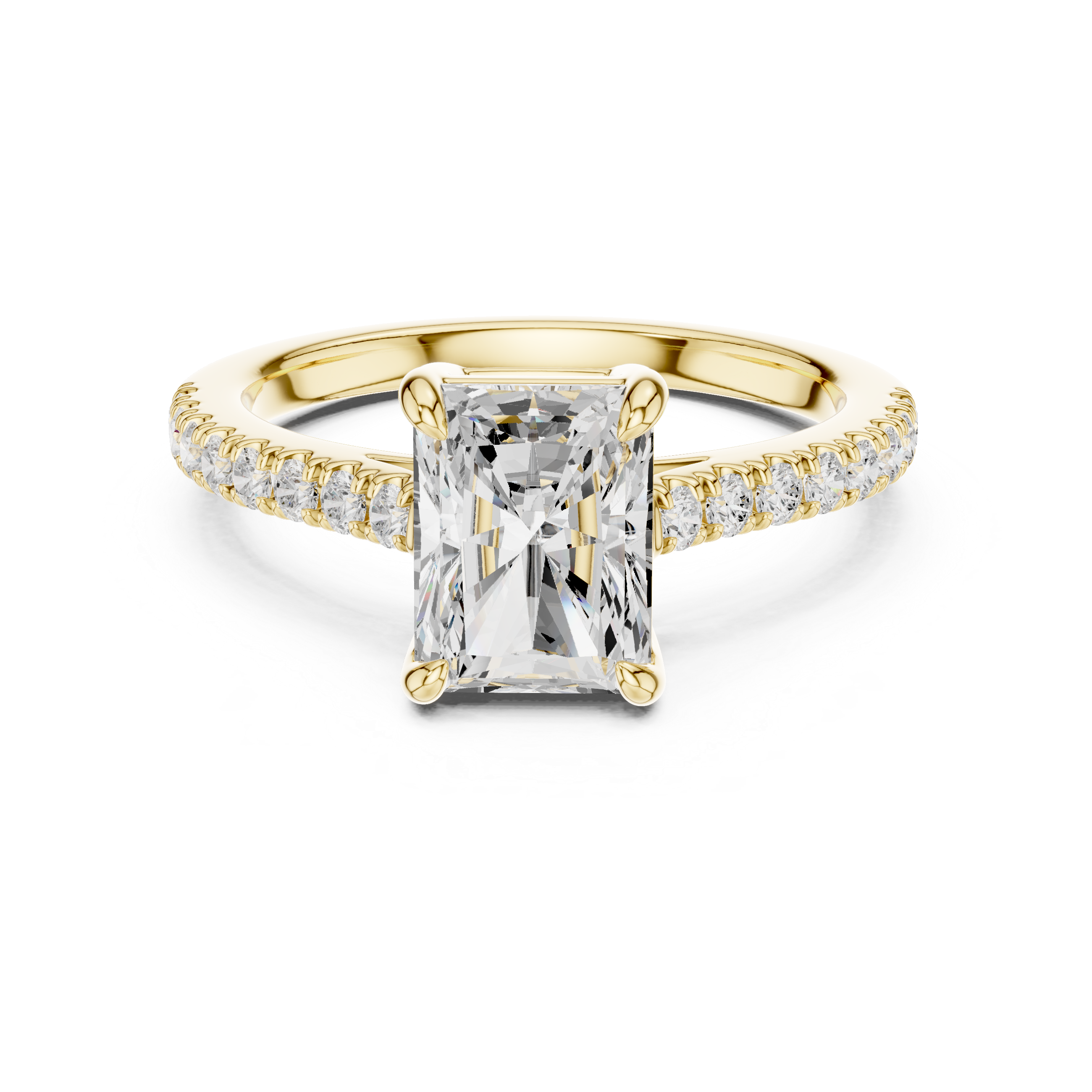 Gold 2Ct Radiant Pave Lab Grown Diamond Vireya Ring