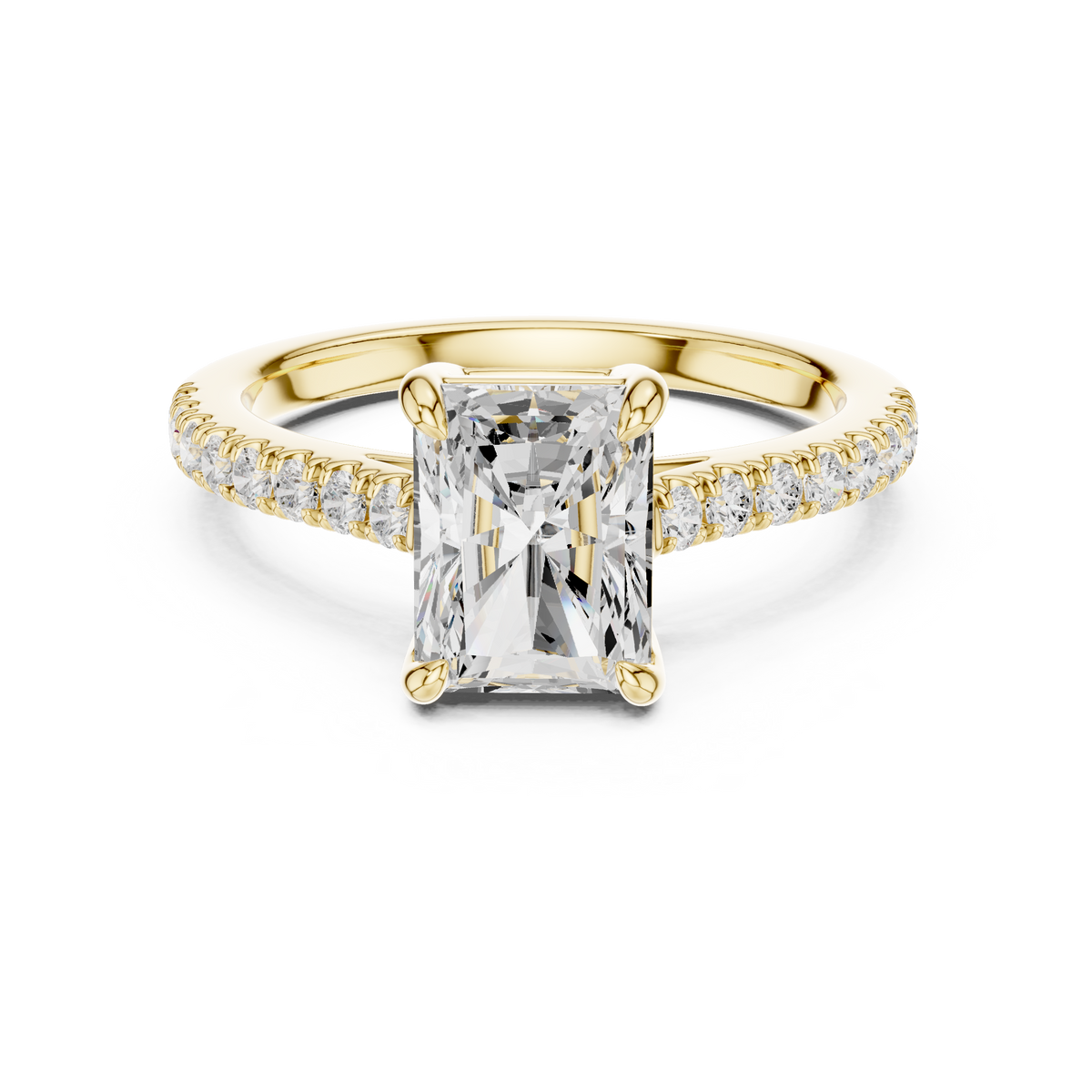 Gold 2Ct Radiant Pave Lab Grown Diamond Vireya Ring
