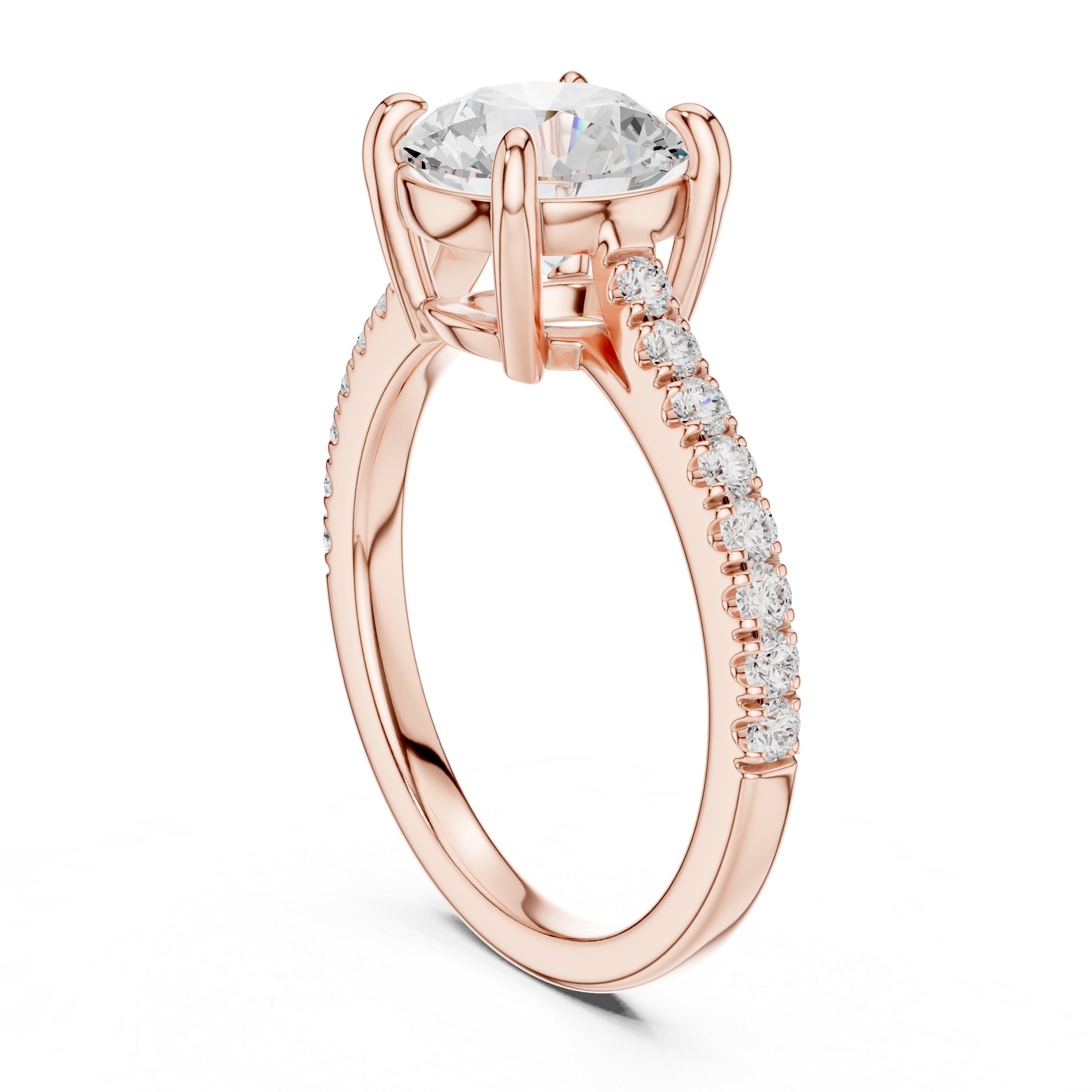 Gold 2Ct Round Cut Pave Lab Grown Diamond Lelina Ring