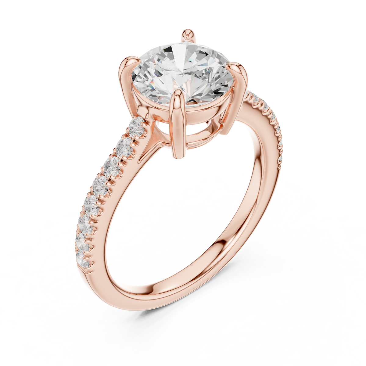 Gold 2Ct Round Cut Pave Lab Grown Diamond Lelina Ring