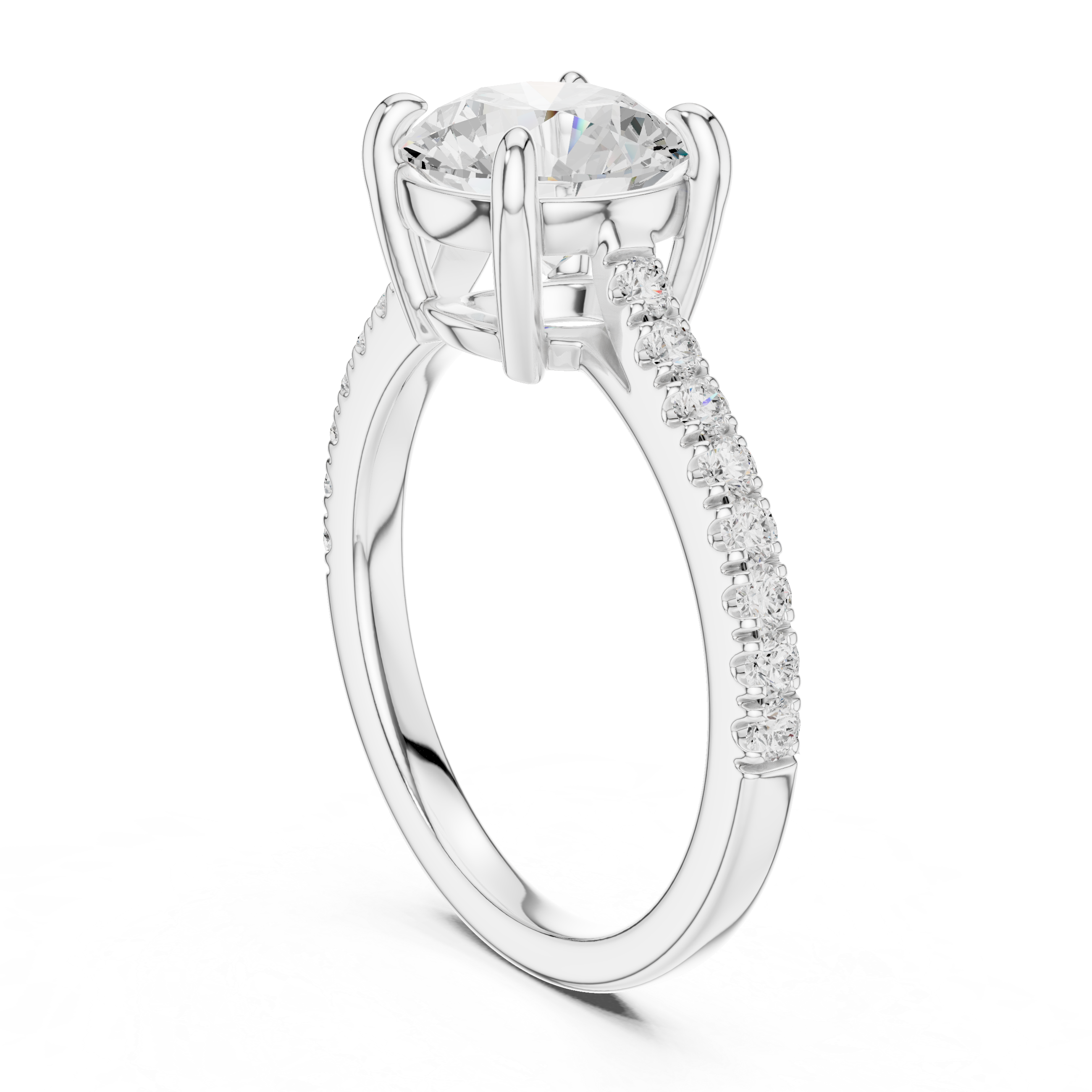 Gold 2Ct Round Cut Pave Lab Grown Diamond Lelina Ring