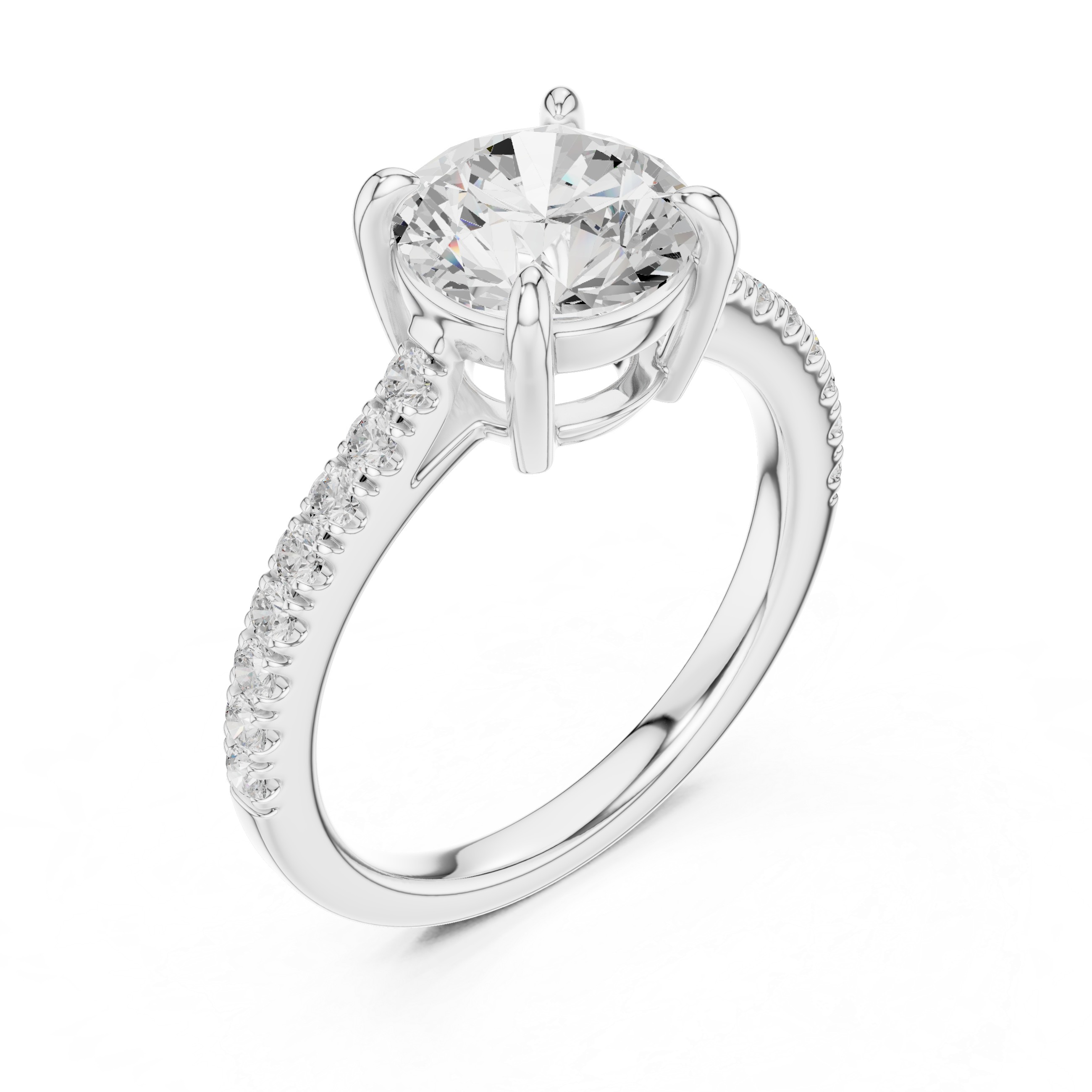 Gold 2Ct Round Cut Pave Lab Grown Diamond Lelina Ring