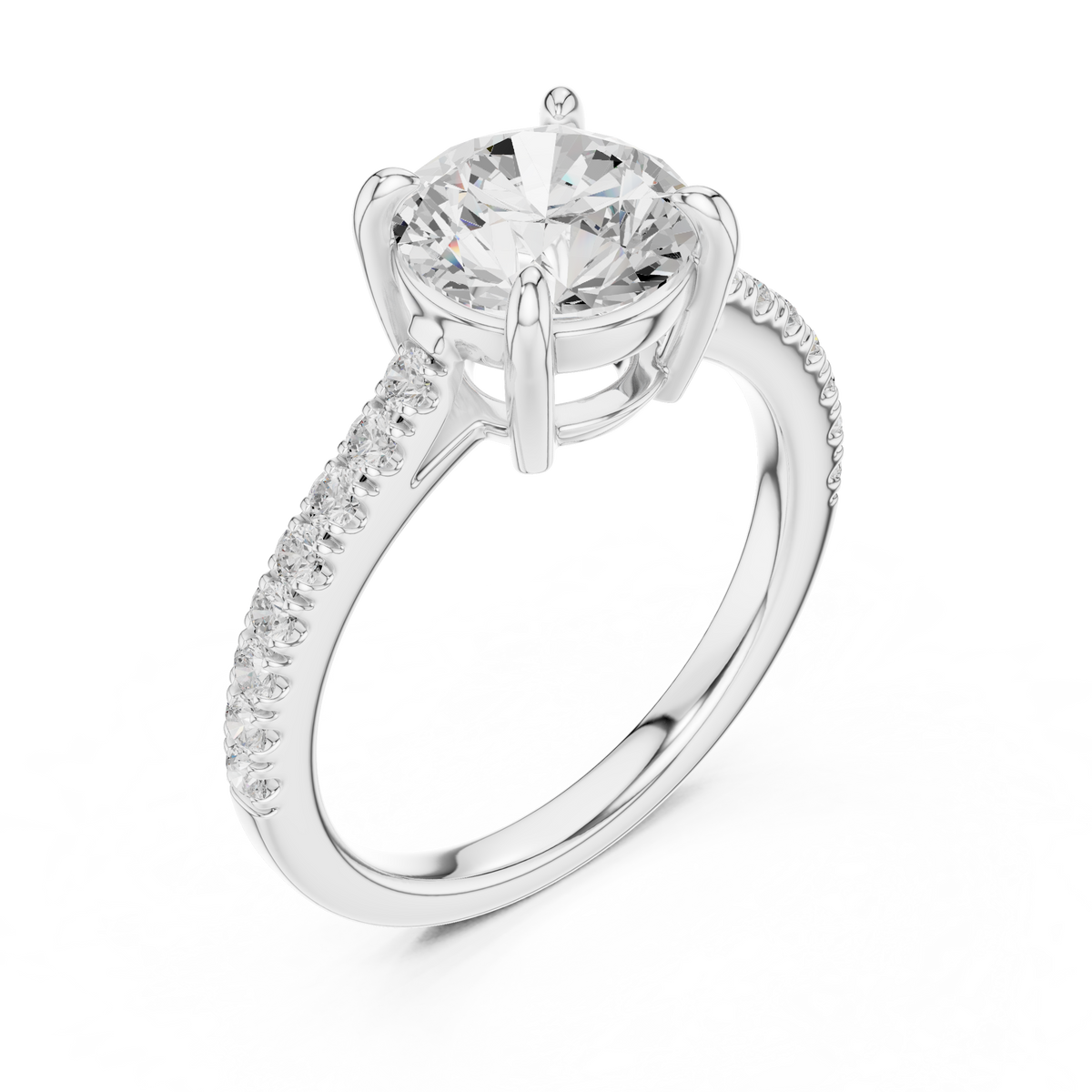 Gold 2Ct Round Cut Pave Lab Grown Diamond Lelina Ring
