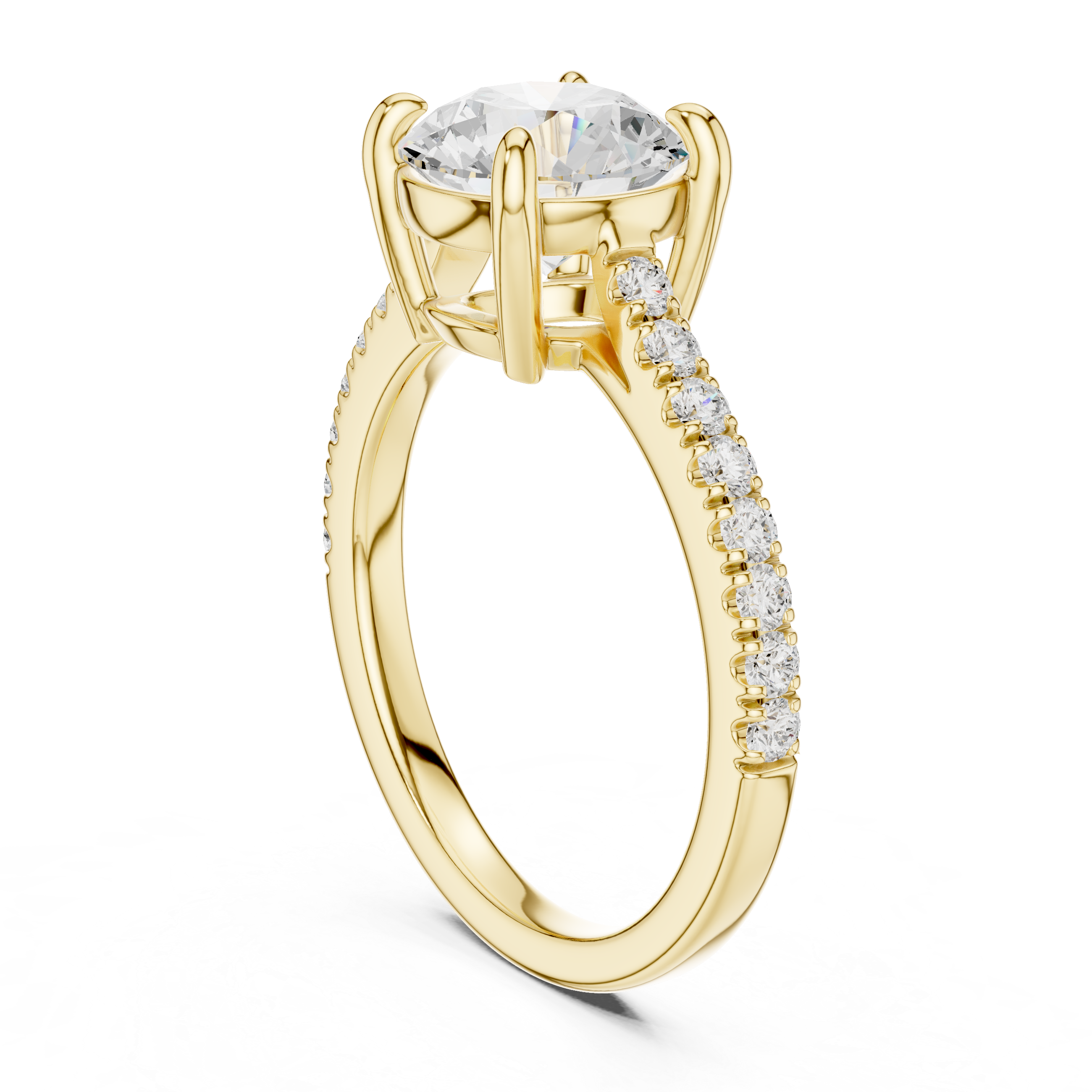 Gold 2Ct Round Cut Pave Lab Grown Diamond Lelina Ring