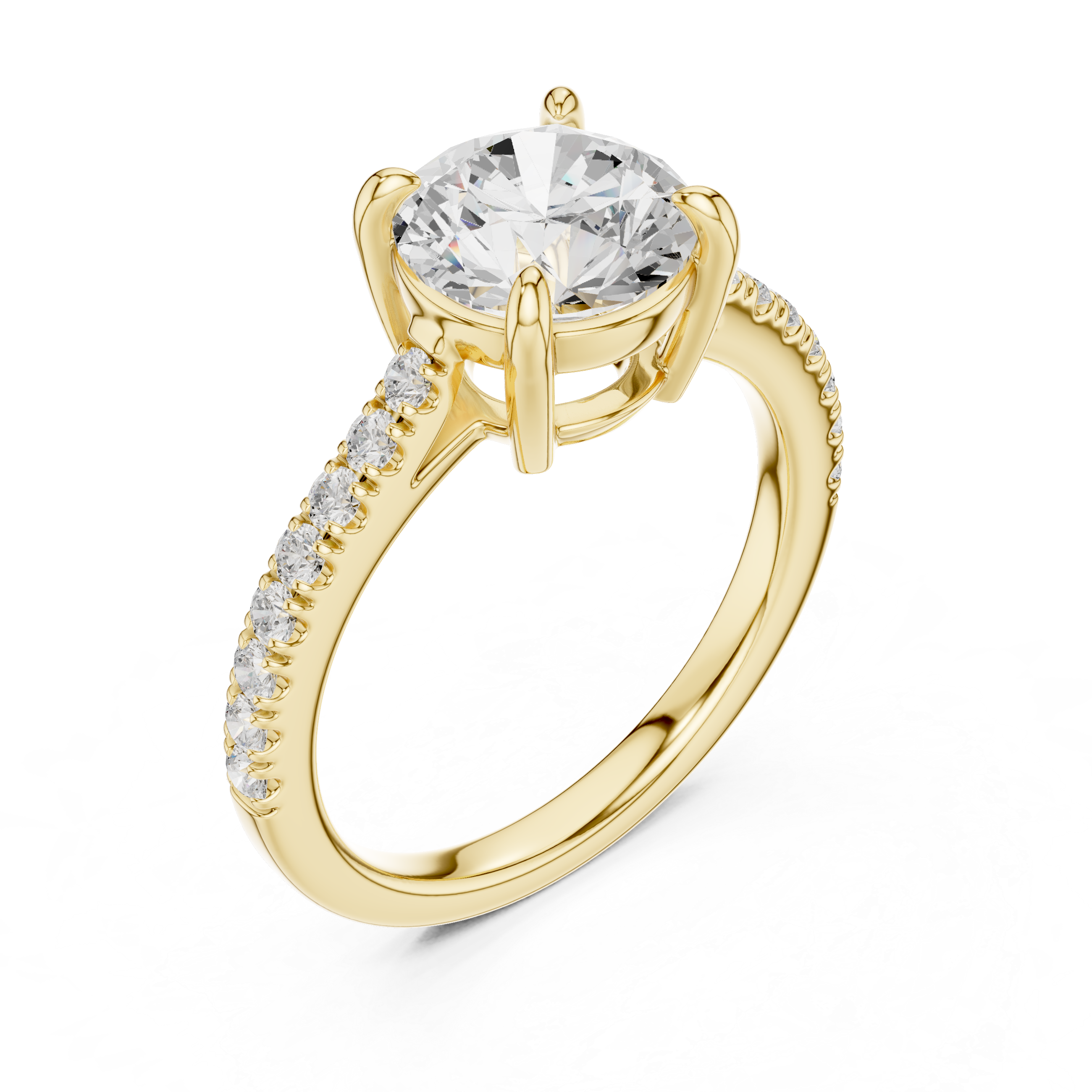 Gold 2Ct Round Cut Pave Lab Grown Diamond Lelina Ring