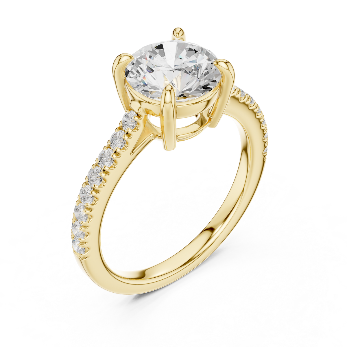 Gold 2Ct Round Cut Pave Lab Grown Diamond Lelina Ring