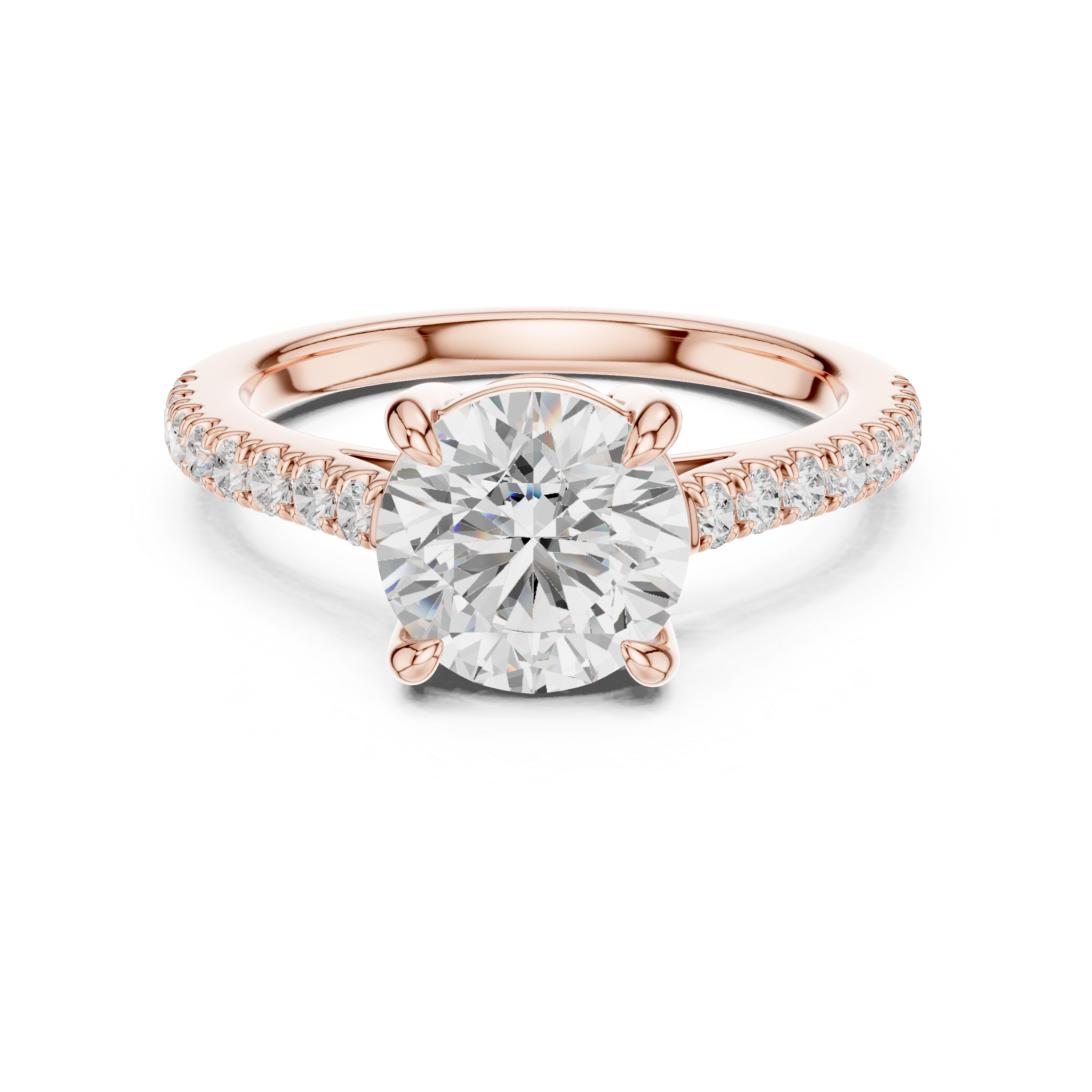 Gold 2Ct Round Cut Pave Lab Grown Diamond Lelina Ring