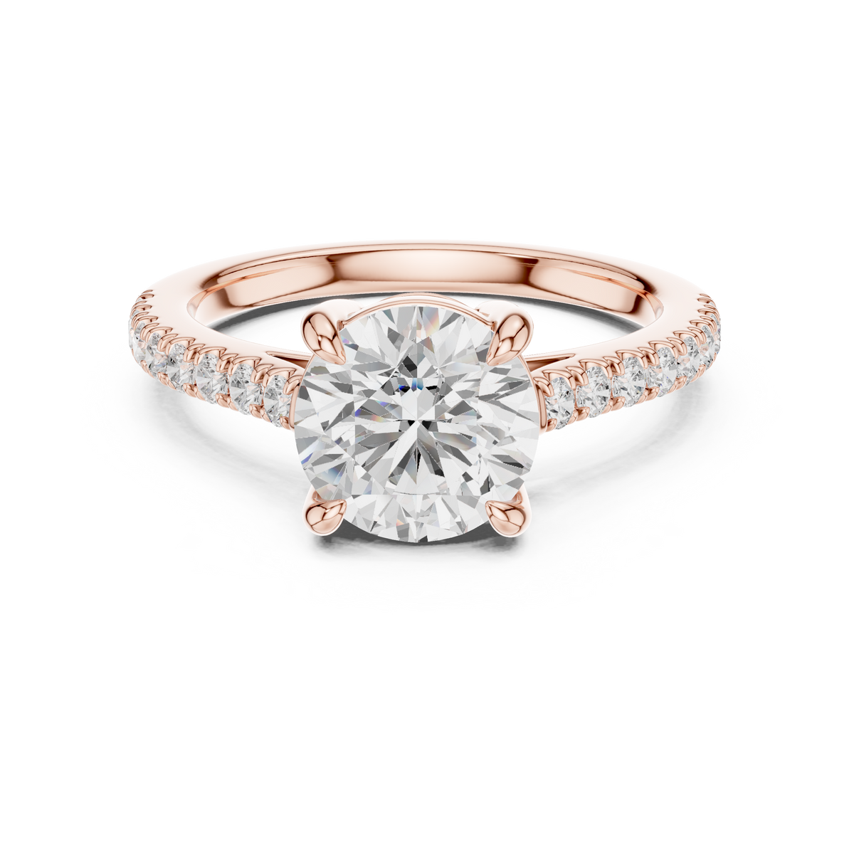 Gold 2Ct Round Cut Pave Lab Grown Diamond Lelina Ring