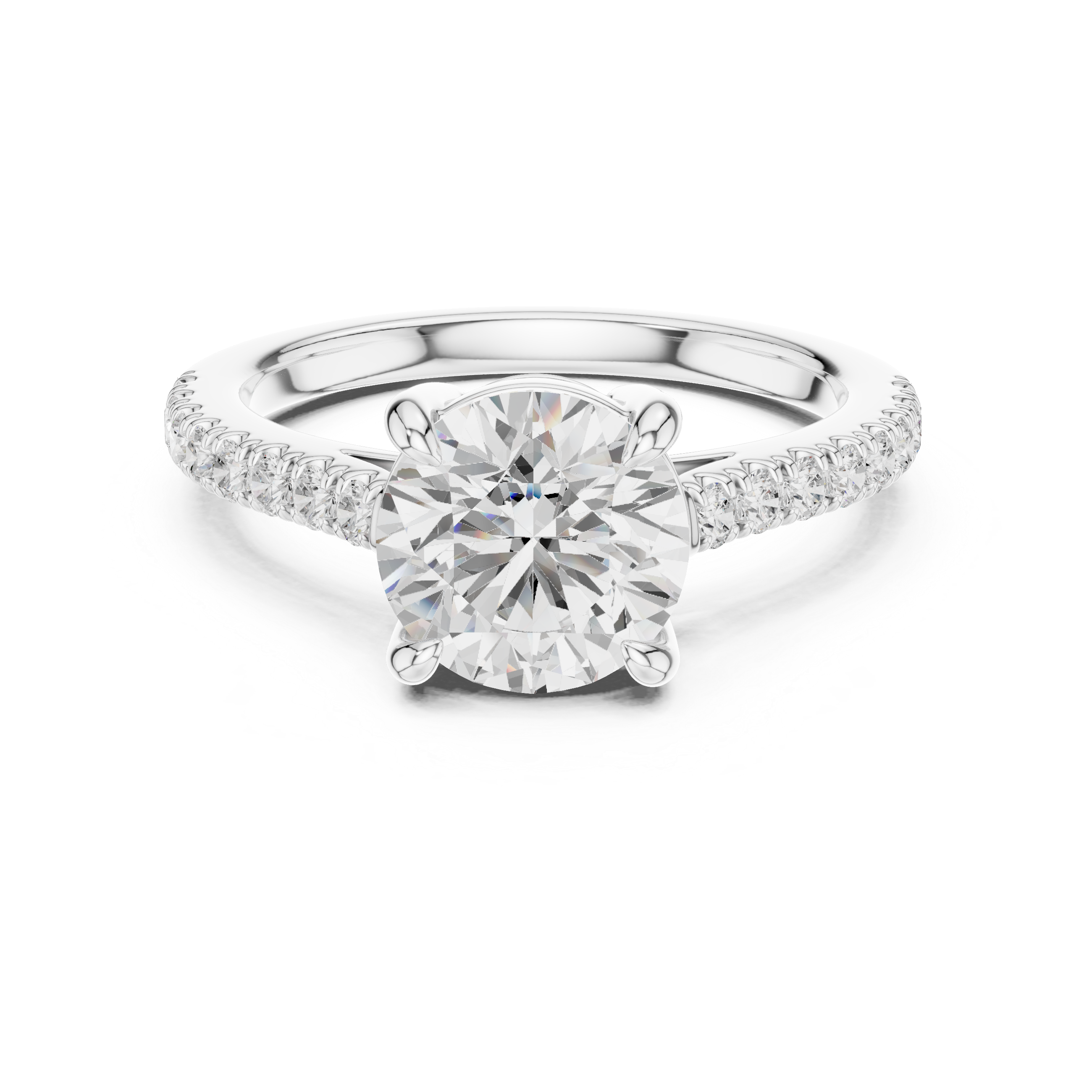 Gold 2Ct Round Cut Pave Lab Grown Diamond Lelina Ring