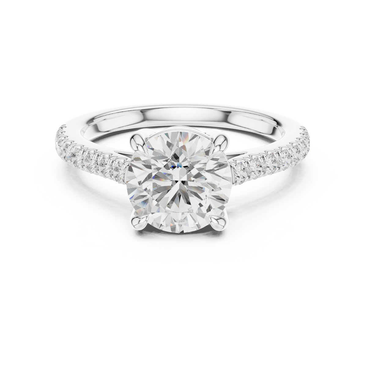 Gold 2Ct Round Cut Pave Lab Grown Diamond Lelina Ring