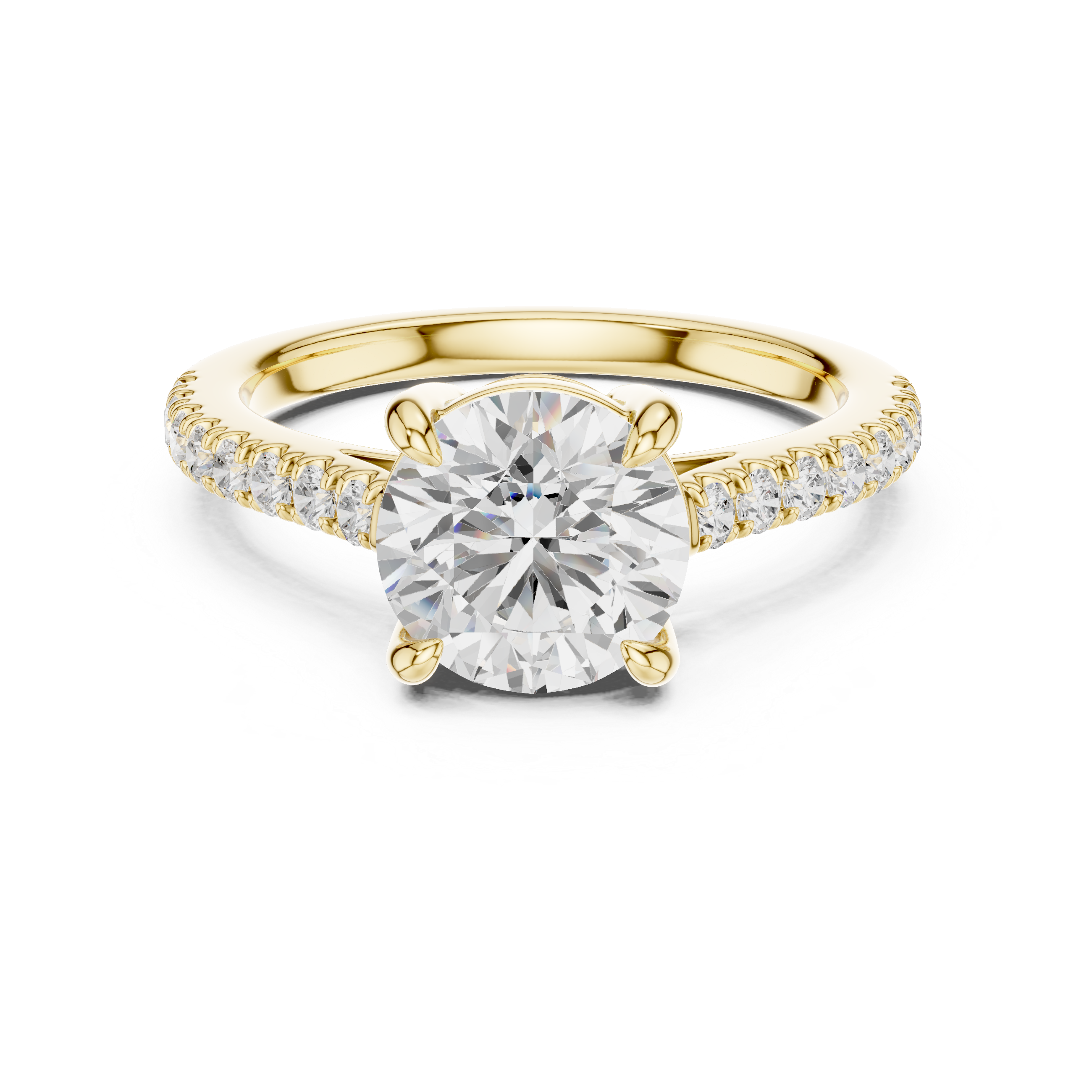 Gold 2Ct Round Cut Pave Lab Grown Diamond Lelina Ring