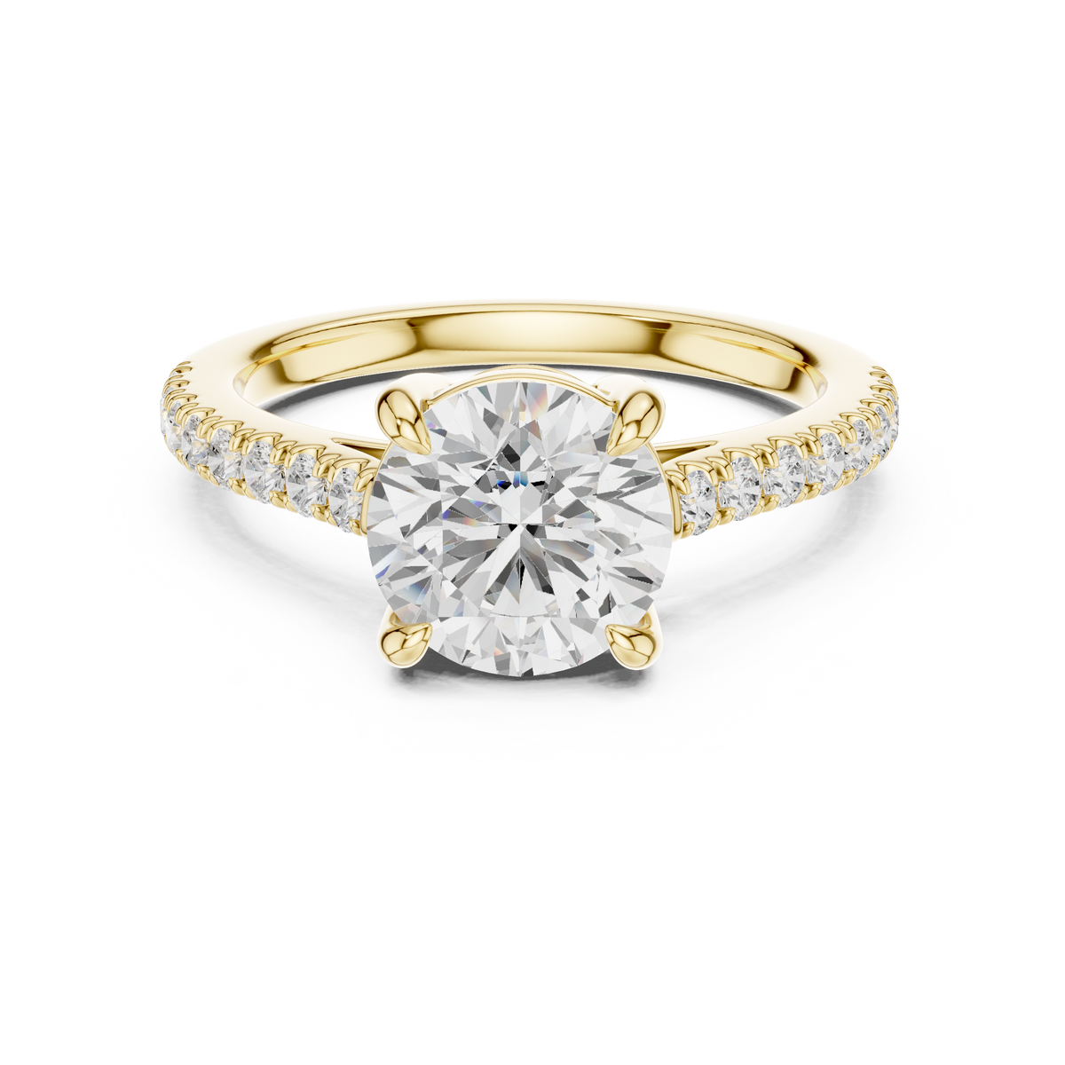 Gold 2Ct Round Cut Pave Lab Grown Diamond Lelina Ring