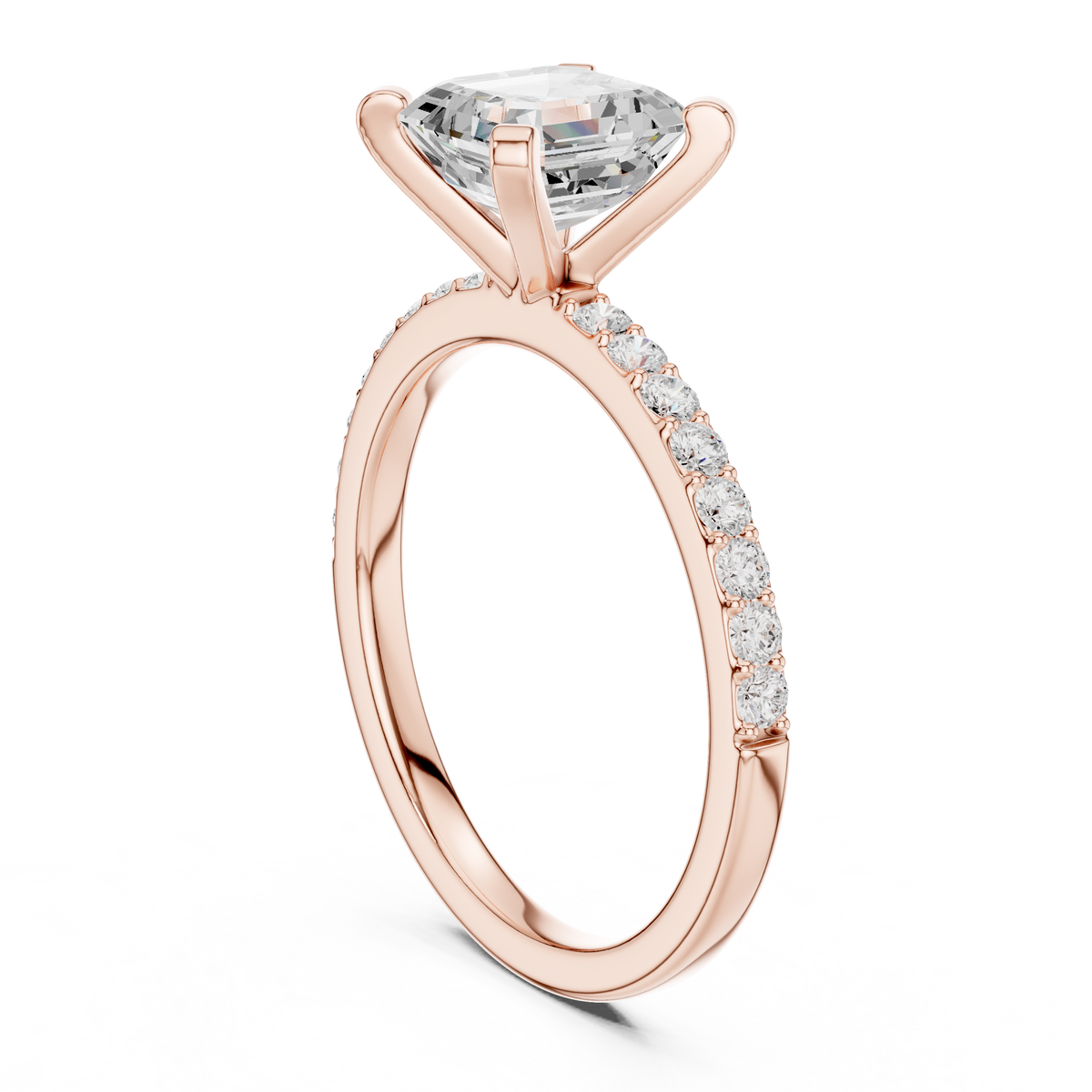 Gold 2Ct Asscher Pave Lab Grown Diamond Kilji Ring