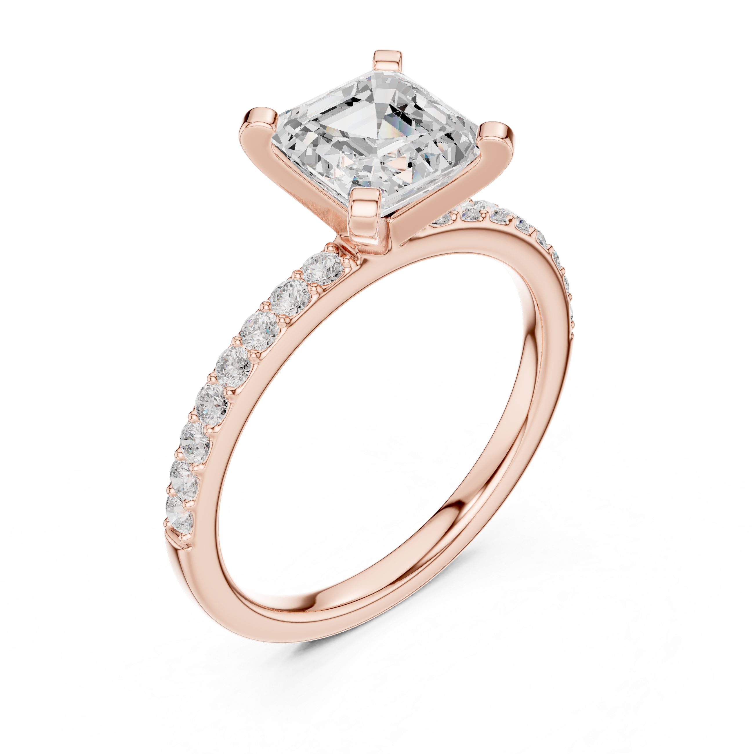 Gold 2Ct Asscher Pave Lab Grown Diamond Kilji Ring