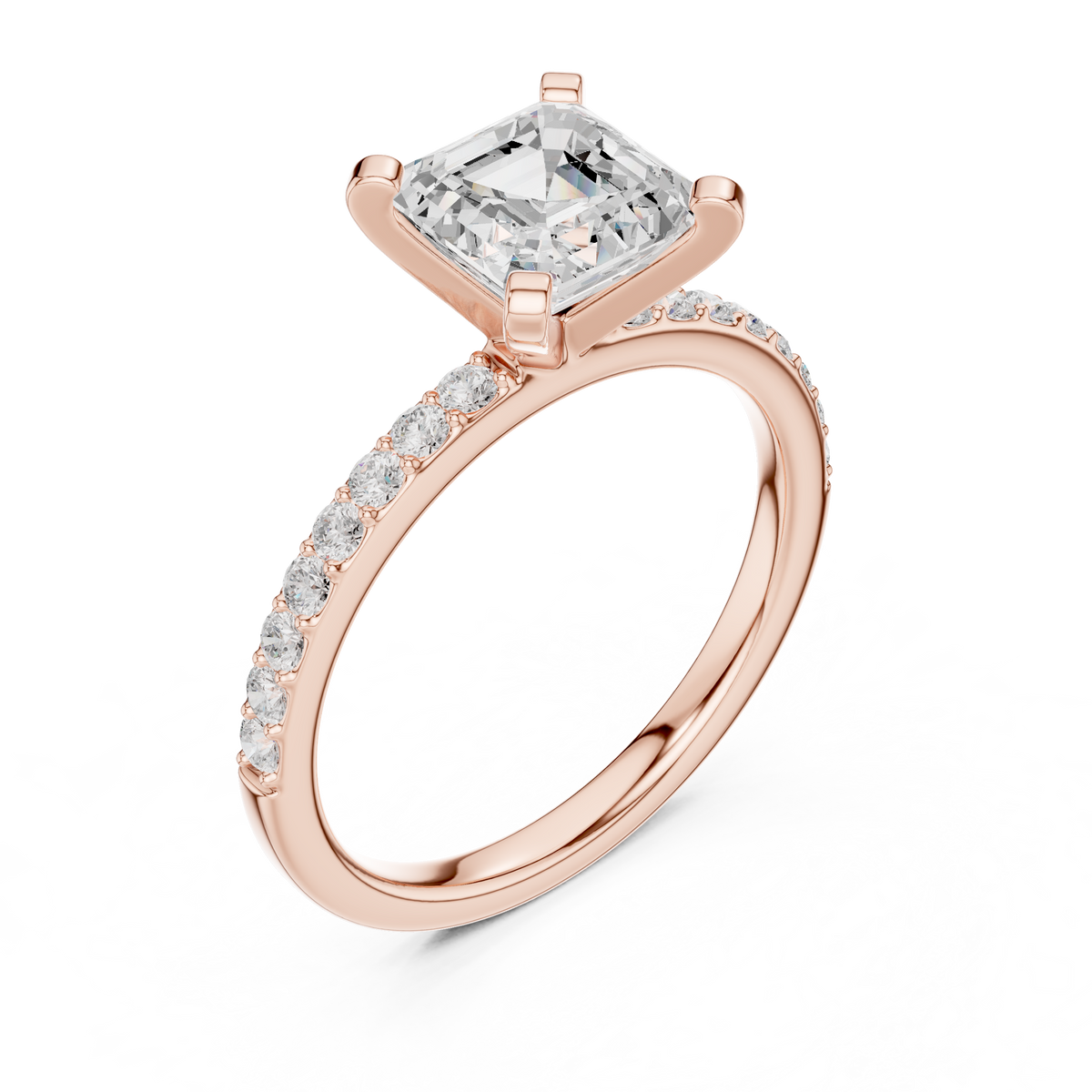 Gold 2Ct Asscher Pave Lab Grown Diamond Kilji Ring