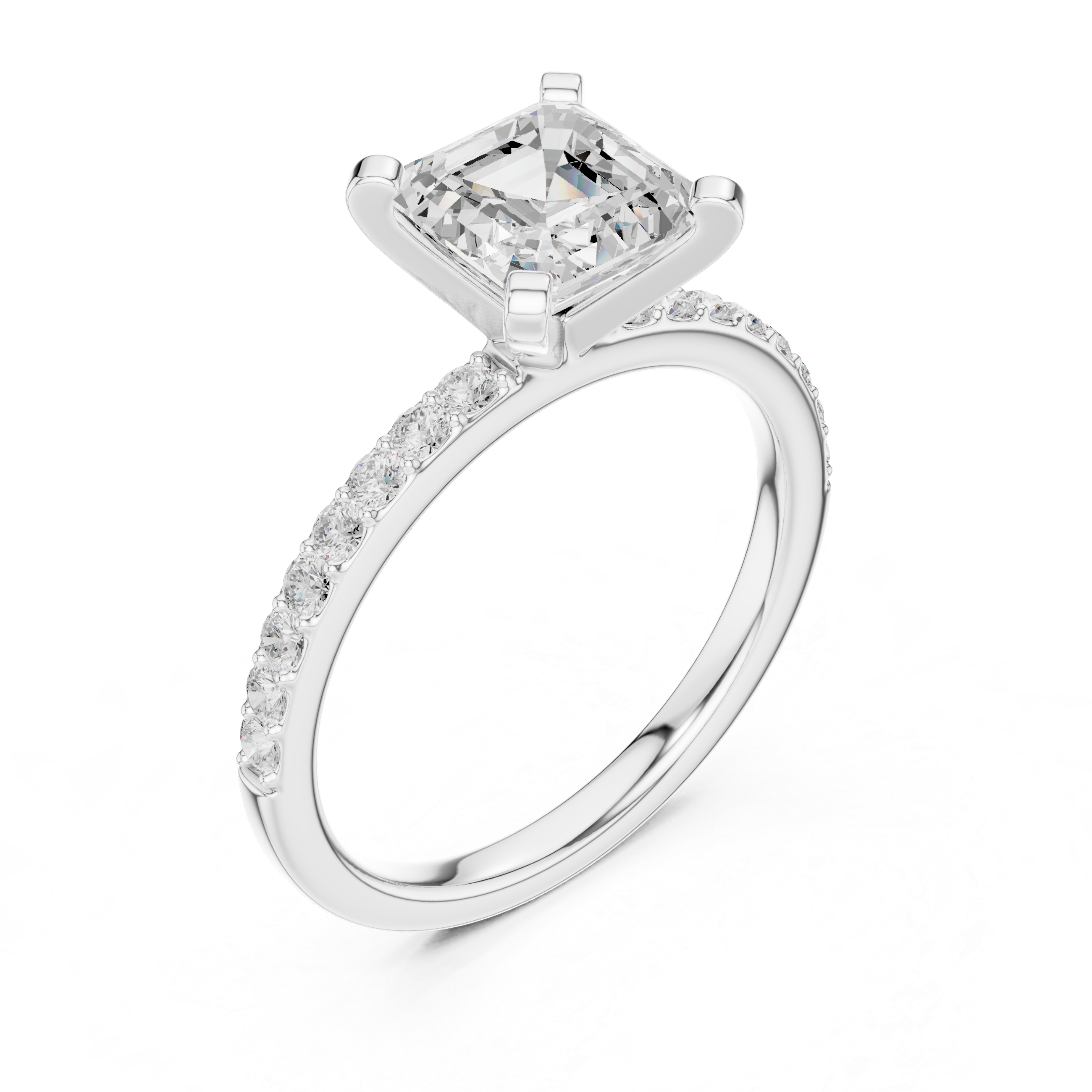 Gold 2Ct Asscher Pave Lab Grown Diamond Kilji Ring