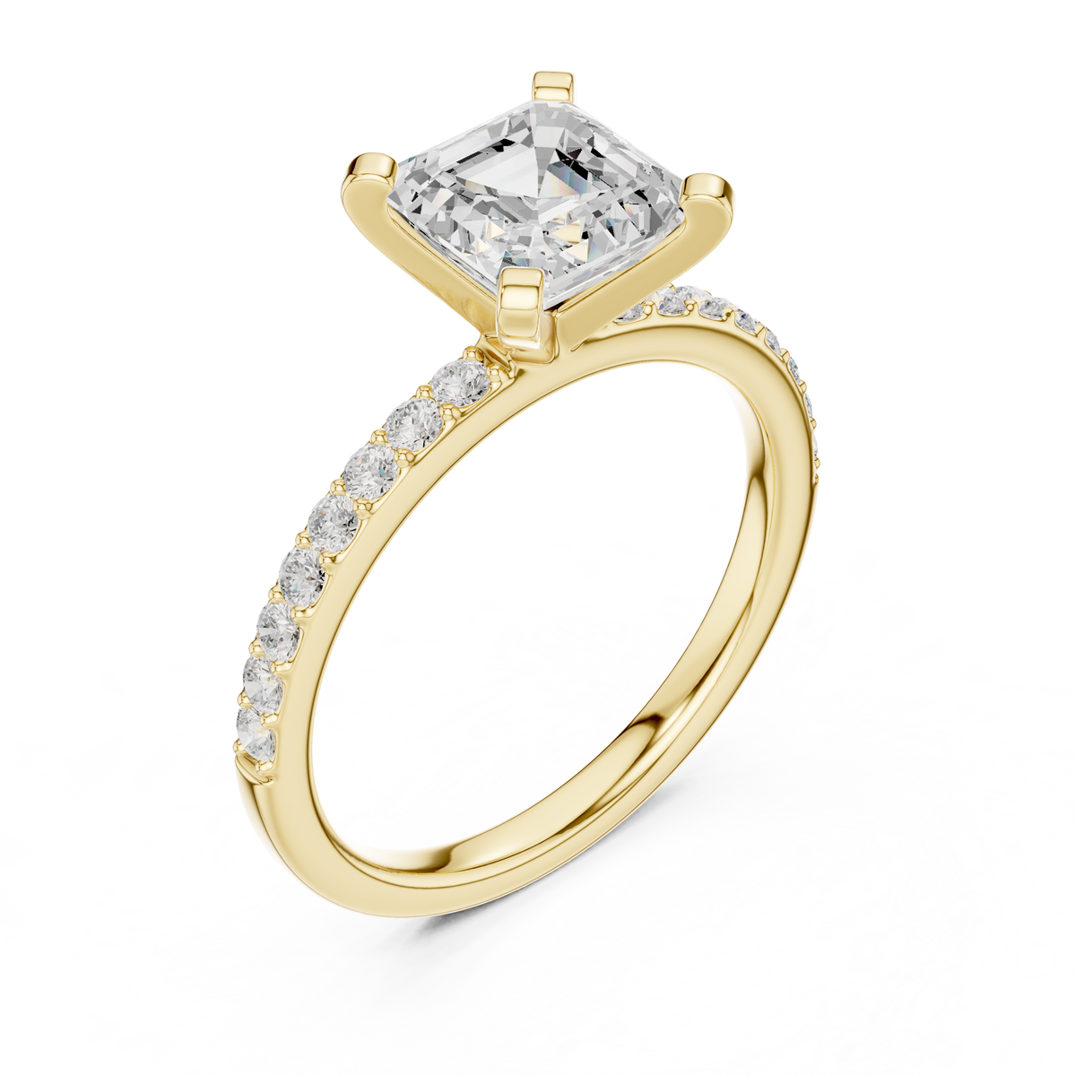 Gold 2Ct Asscher Pave Lab Grown Diamond Kilji Ring