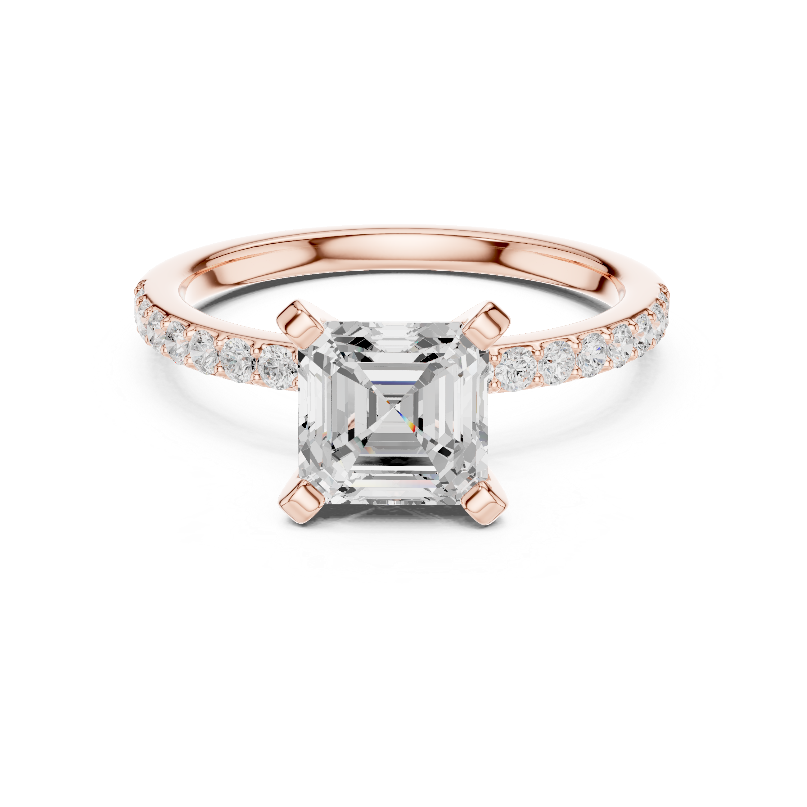 Gold 2Ct Asscher Pave Lab Grown Diamond Kilji Ring