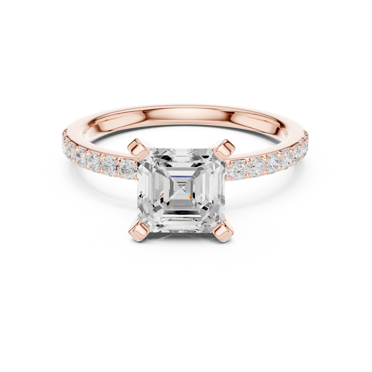 Gold 2Ct Asscher Pave Lab Grown Diamond Kilji Ring