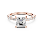Gold 2Ct Asscher Pave Lab Grown Diamond Kilji Ring