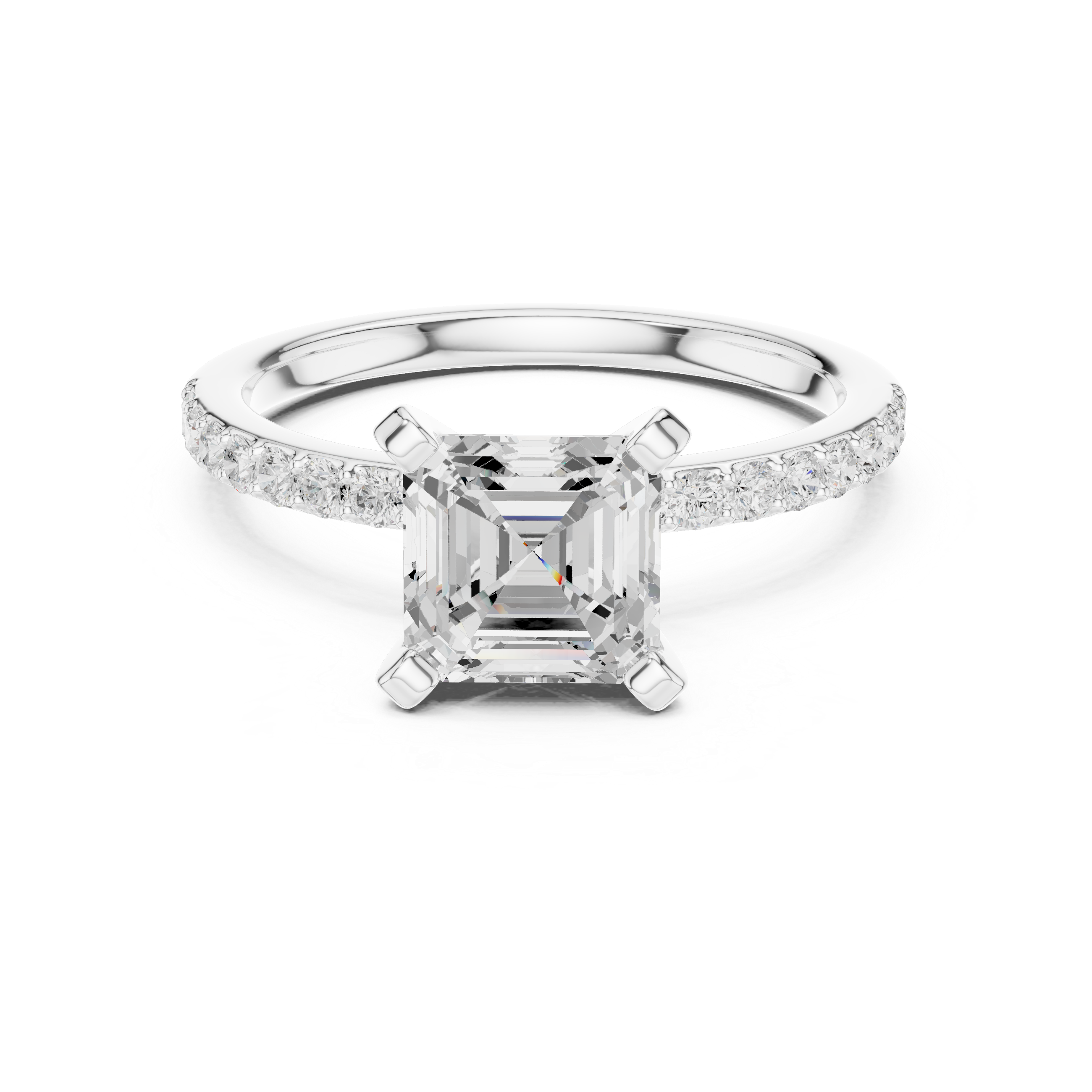 Gold 2Ct Asscher Pave Lab Grown Diamond Kilji Ring