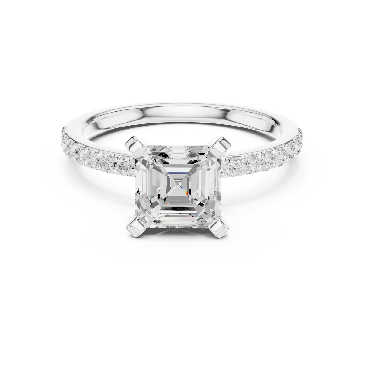 Gold 2Ct Asscher Pave Lab Grown Diamond Kilji Ring