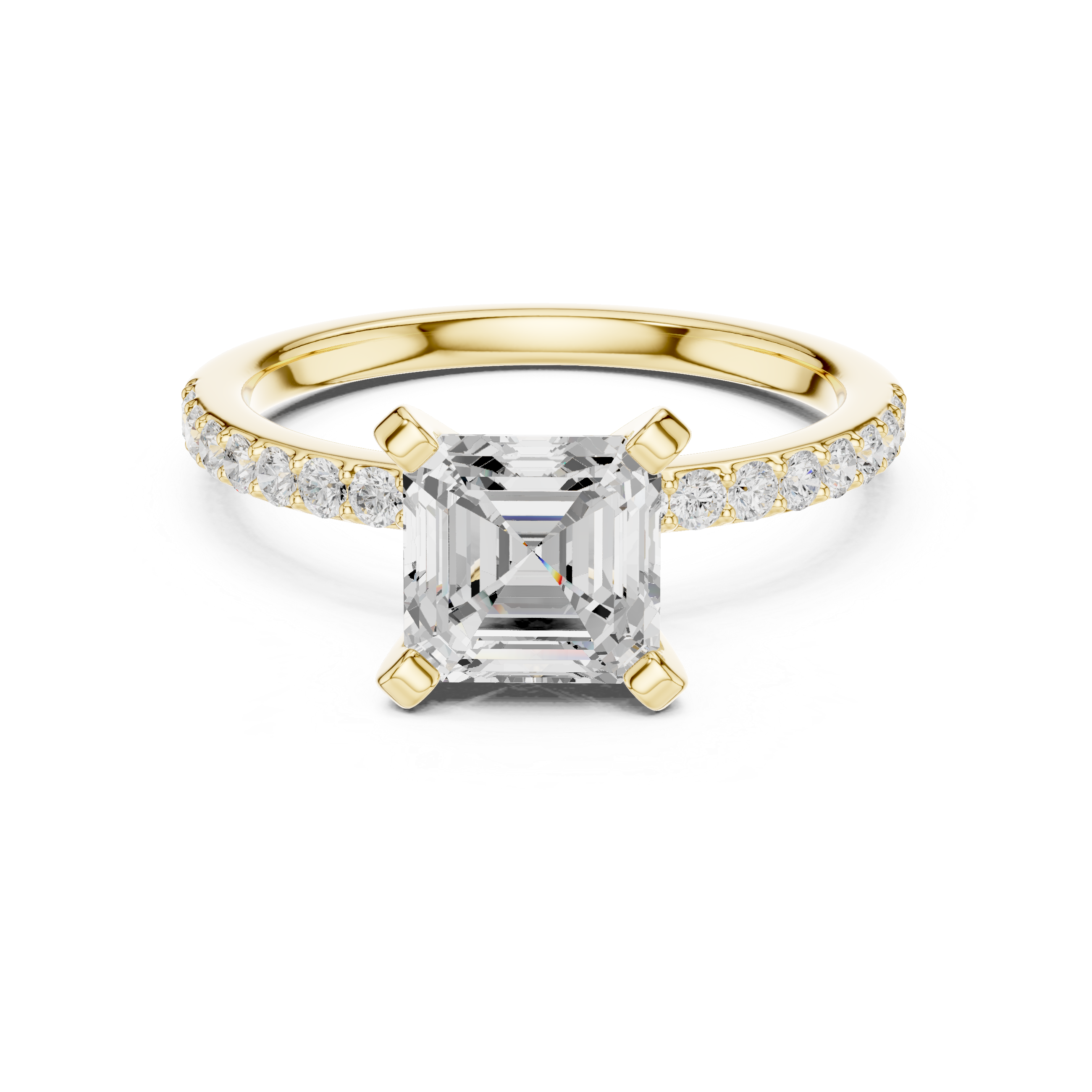 Gold 2Ct Asscher Pave Lab Grown Diamond Kilji Ring