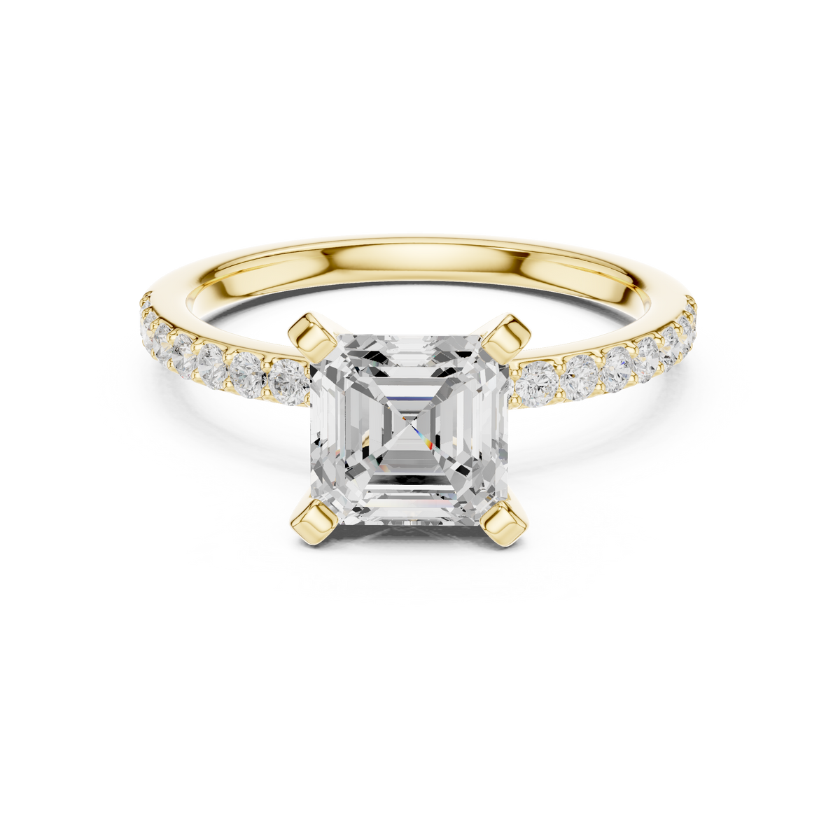 Gold 2Ct Asscher Pave Lab Grown Diamond Kilji Ring